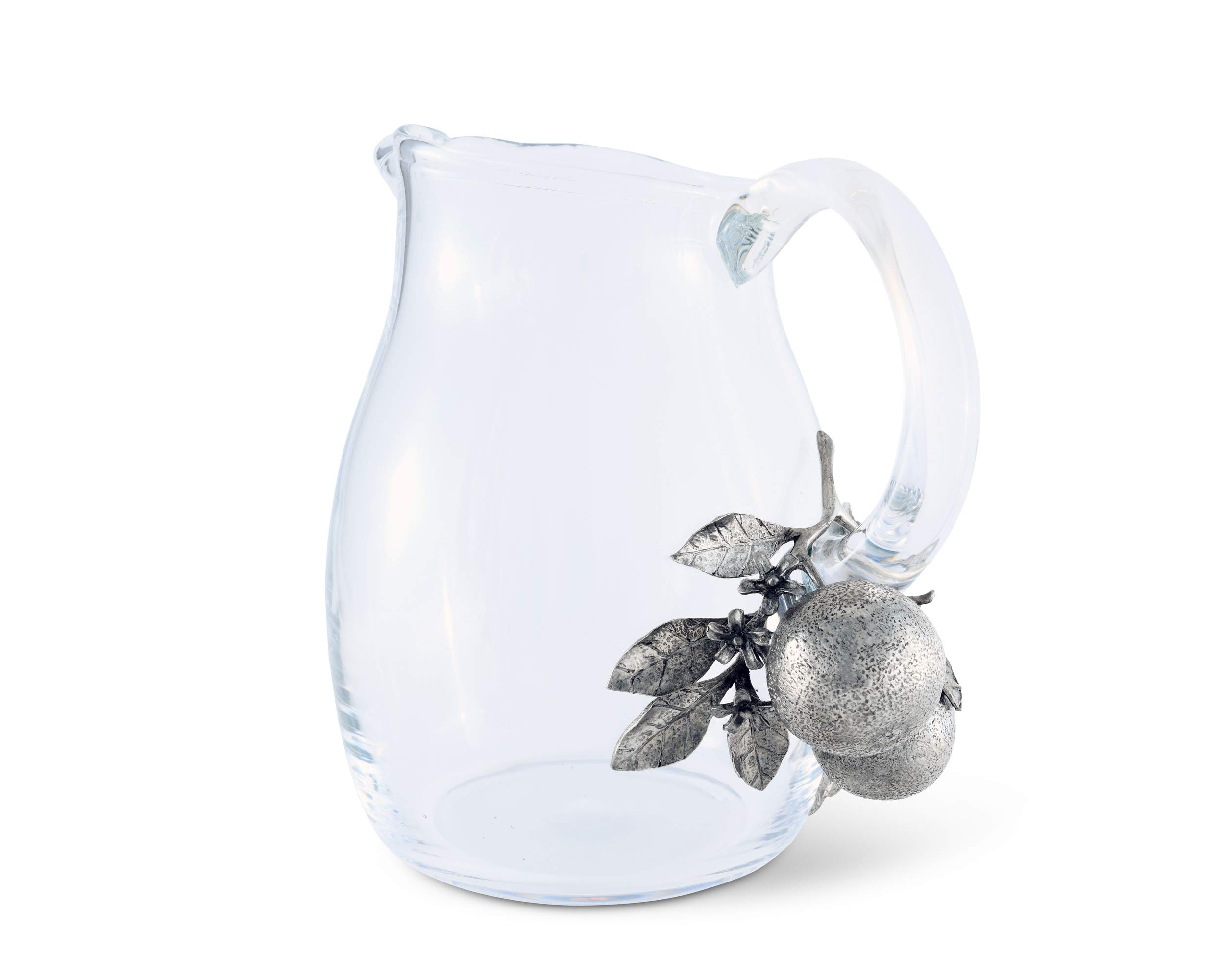 Vagabond House 72 oz Glass Pitcher with Orange Blooms Design - Perfect for Serving Cold Water, Iced Tea, Juice & Beverages | Elegant 8-Inch Tall Pitcher for Parties, Dining & Home Decor
