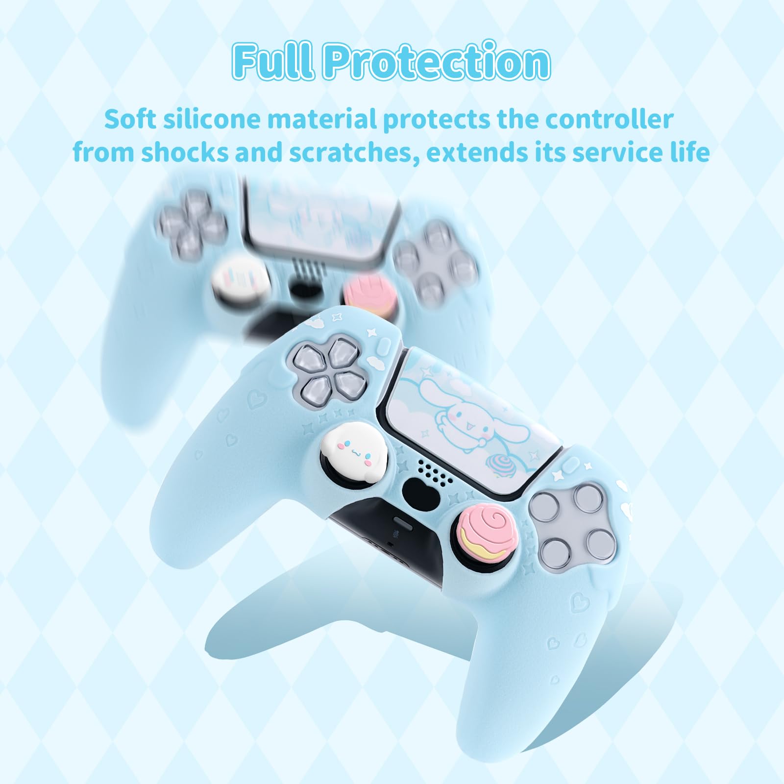 PS5 Controller Cover Skin Case - Anti-Slip Silicone Protective Cover with 2 Thumb Grip Caps & 1 Sticker - Cute Cartoon Design for PS5 Wireless Controller - Perfect for Gaming, Travel Protection and Gift Giving