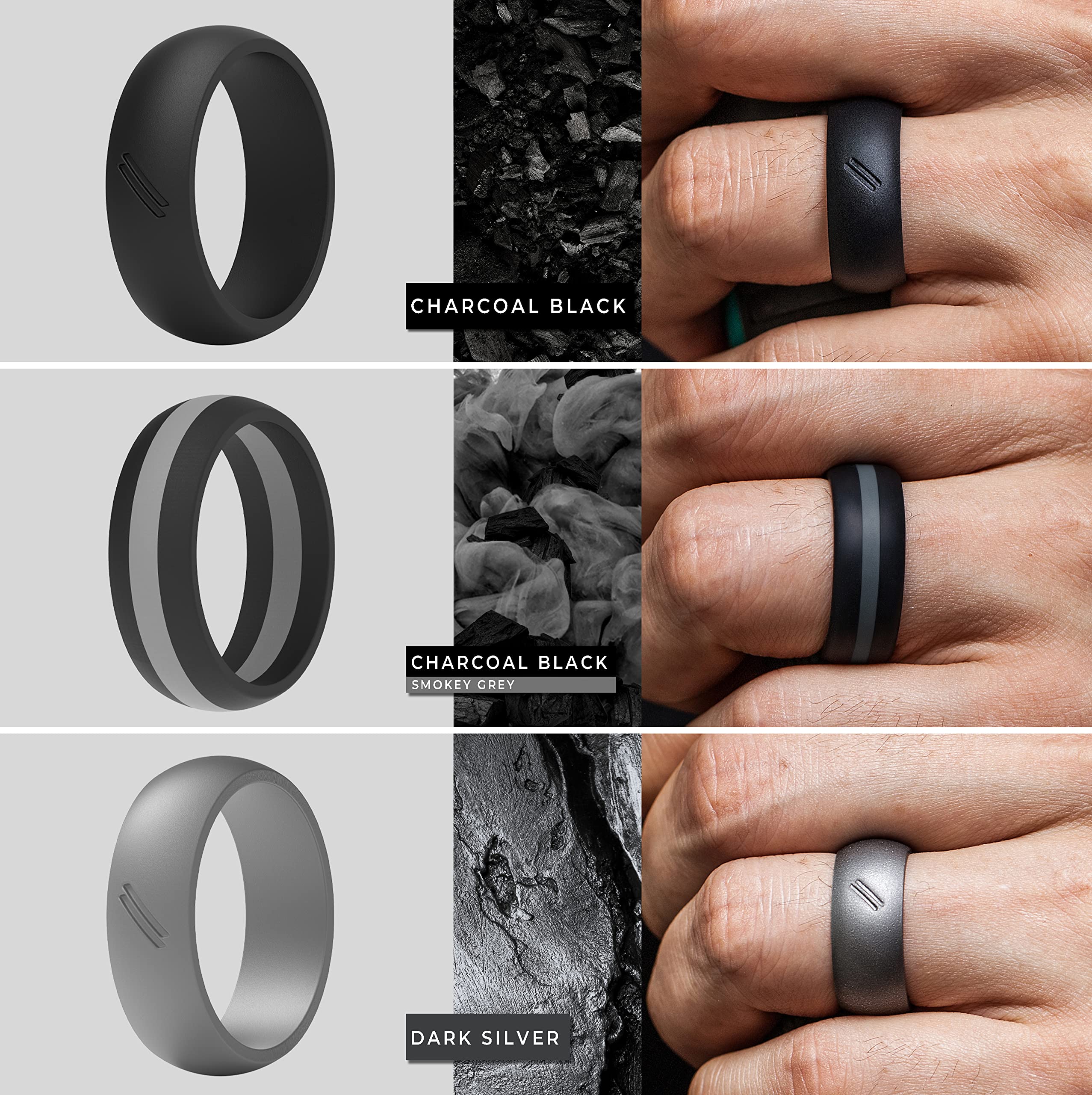 ThunderFit Silicone Wedding Bands for Men - 12 Pack Rubber Engagement Rings, 8.7mm Width & 2.5mm Thickness - Durable, Comfortable for Gym, Work, Travel & Outdoor Activities