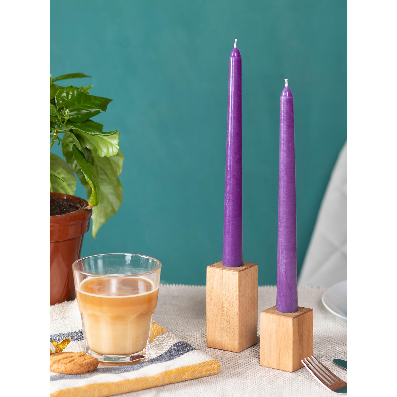 Dripless 10 Inch Purple Taper Candles Set of 4 - Unscented Candlesticks for Elegant Dining & Home Decor - Perfect for Dinner Parties, Weddings, Romantic Settings & Holiday Centerpieces