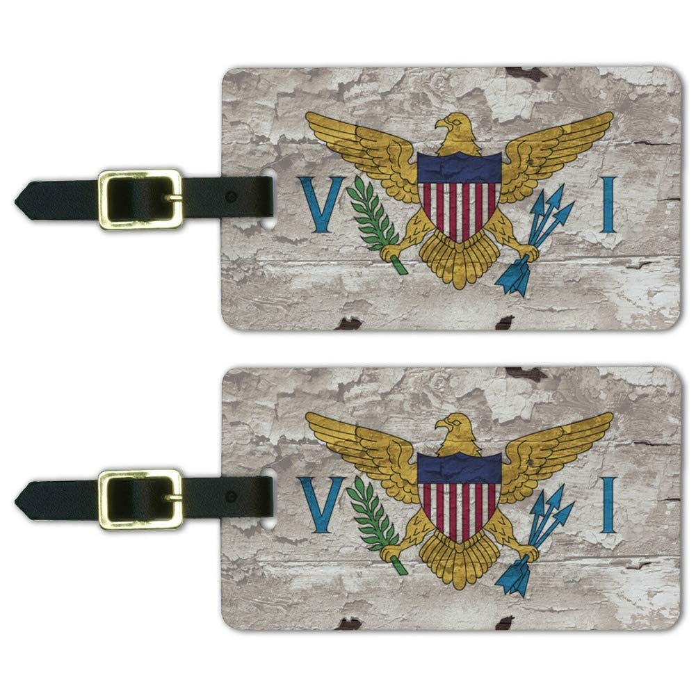 Rustic Distressed Virgin Islands Flag Luggage Tags - Set of 2 Travel ID Cards for Carry-On Bags | Perfect for Vacation, Cruise & Airplane Travel Accessories
