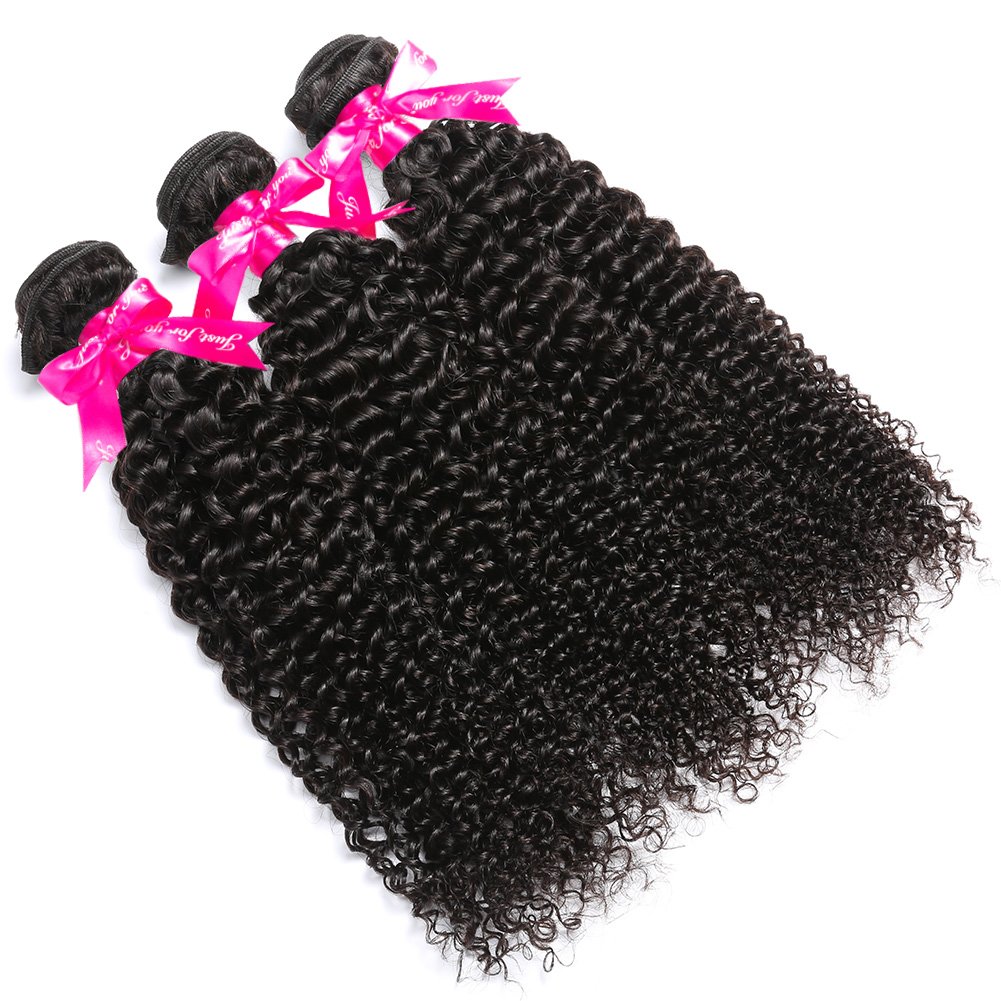 Brazilian Curly Human Hair Extensions 3 Bundles - 10A Unprocessed Virgin Hair, 20/22/24 Inch, Double Weft, Black | Natural Curly Weave for Women | Perfect for Daily Wear, Parties & Special Occasions