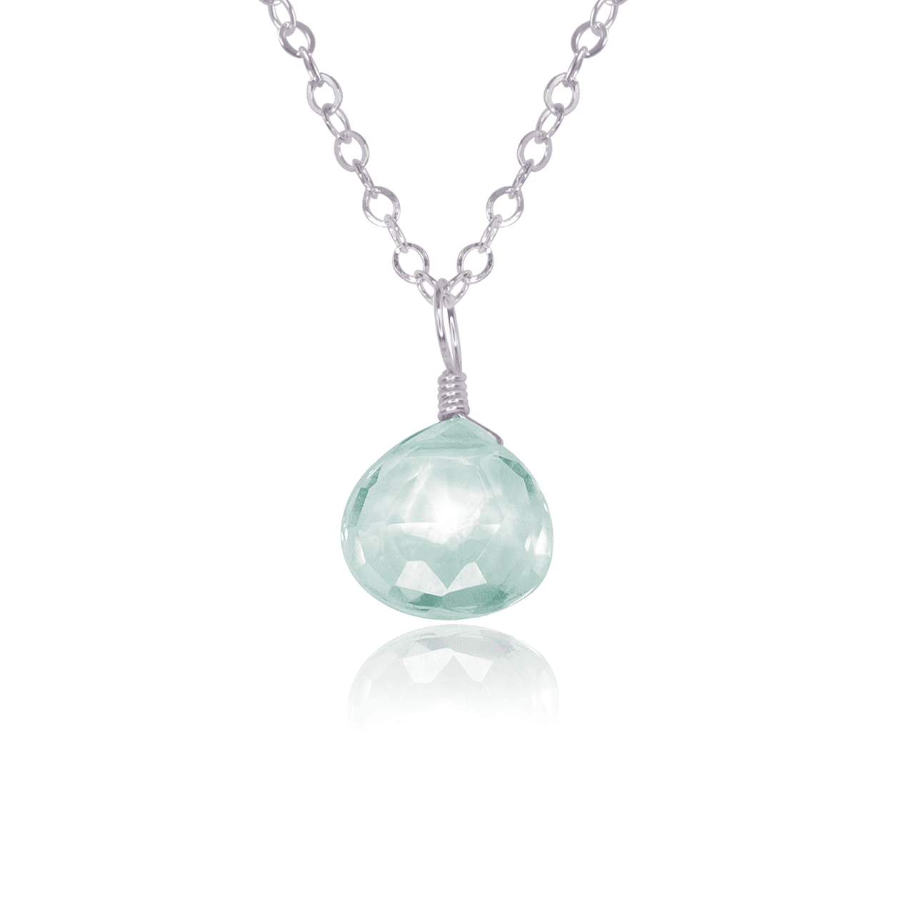 Elegant Tiny Aquamarine Teardrop Crystal Pendant Necklace | Dainty Blue Gemstone Jewelry for Women | Perfect for Weddings, Parties & Everyday Wear