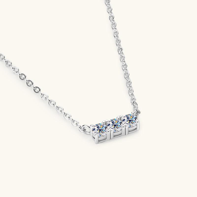 Triple Luck Premium Moissanite Pendant Necklace - 14K Gold Plated Women's Jewelry | Elegant Gift for Anniversary, Birthday & Special Occasions