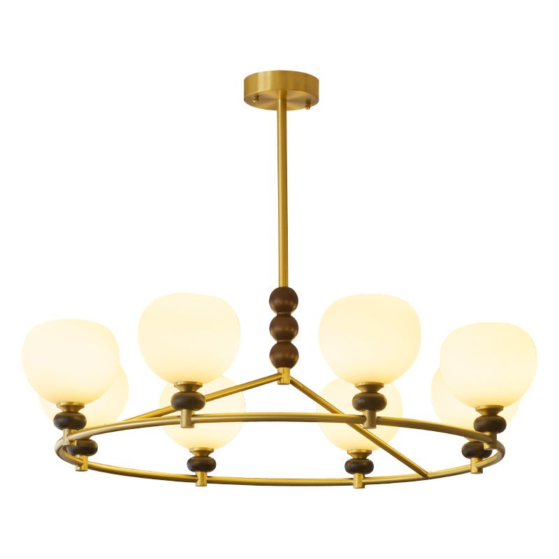 Walnut Color & Brass & White
