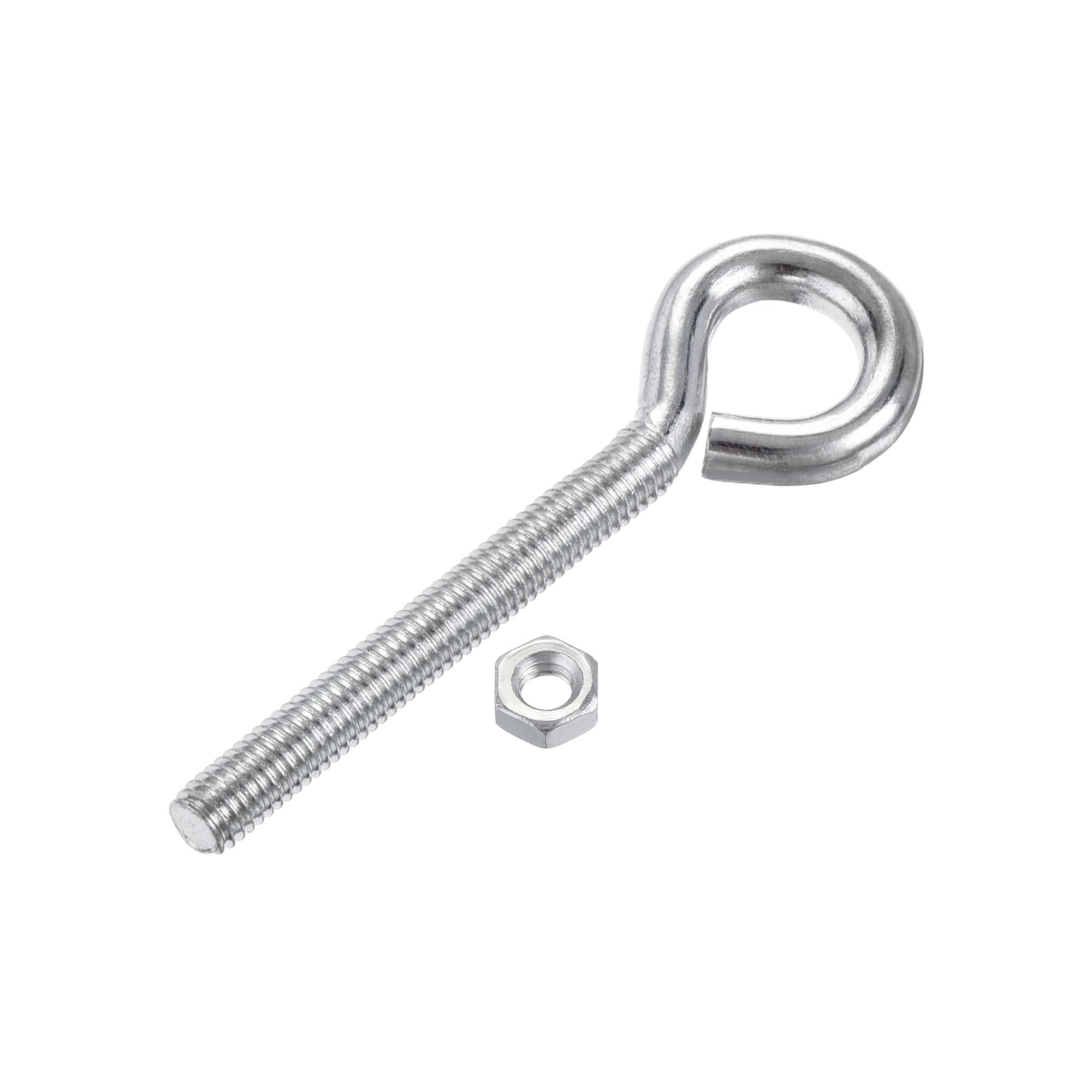 uxcell M5x40mm Eye Hooks Screws Bolts Kit - 15pcs Carbon Steel Hanger Eyelet Hooks with Hex Nuts for Metal Hooks, Wood Terminal Ring Hooks - Perfect for Hanging Plants, Wind Chimes & Home Decor