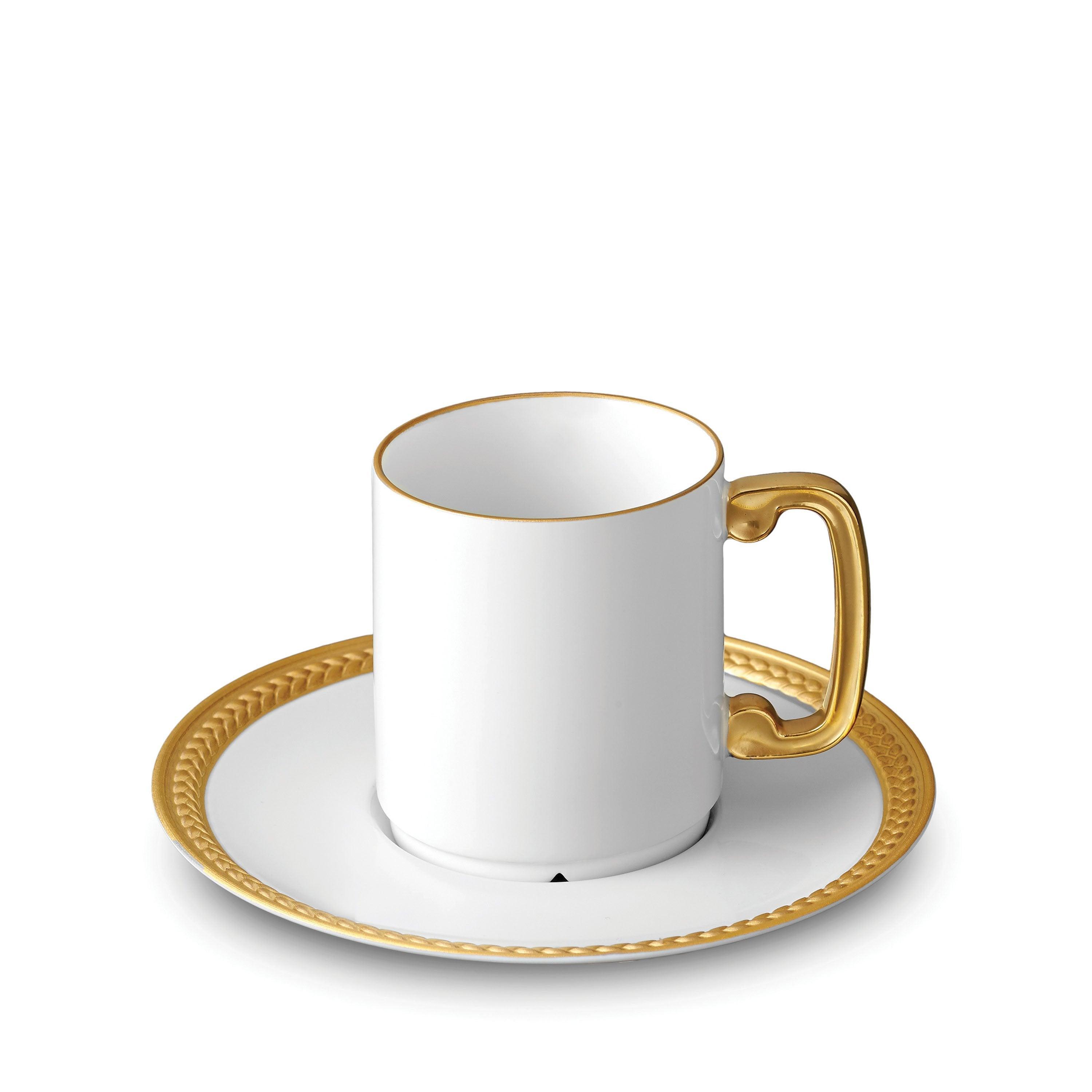 Braided Silk Espresso Cup and Saucer Set - Elegant Coffee Cups for Home, Office, and Cafe Use - Perfect for Espresso, Cappuccino, and Tea