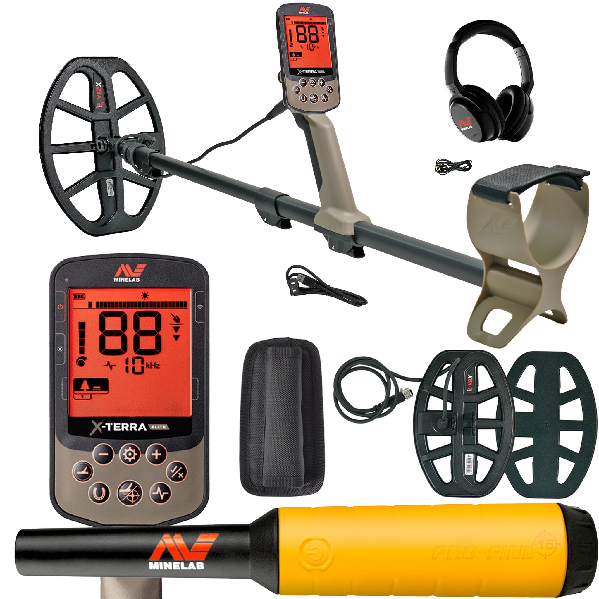 Minelab X TERRA ELITE Waterproof Metal Detector with Pro Find 15 Pinpointer - Gold & Treasure Hunting Kit for Beach, Park & Outdoor Adventures