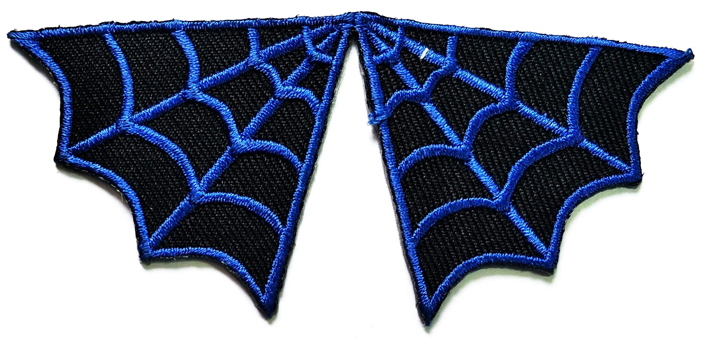 Umama Halloween Iron On Patch Set of 3 - Black & Blue Spider Web Embroidered Applique for DIY Crafts, Backpacks, Jeans & Jackets | Cute Cartoon Retro Style for Costumes & Clothing Customization