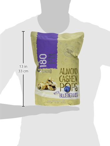 180 All Natural Gluten Free Almond Pops Snacks - 15oz Blueberry Flavor | Healthy Keto & Vegan Friendly Snack for Office, Travel & Kids Lunch Box