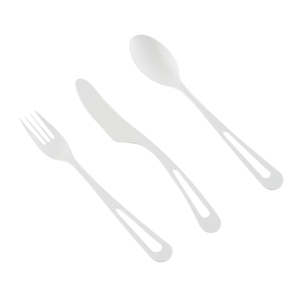 Eco-Friendly Basic Nature White CPLA Plastic Cutlery Set - Heat Resistant, Compostable, 7.5 Inches, 290-Piece Box | Perfect for Parties, Picnics & Catering Events