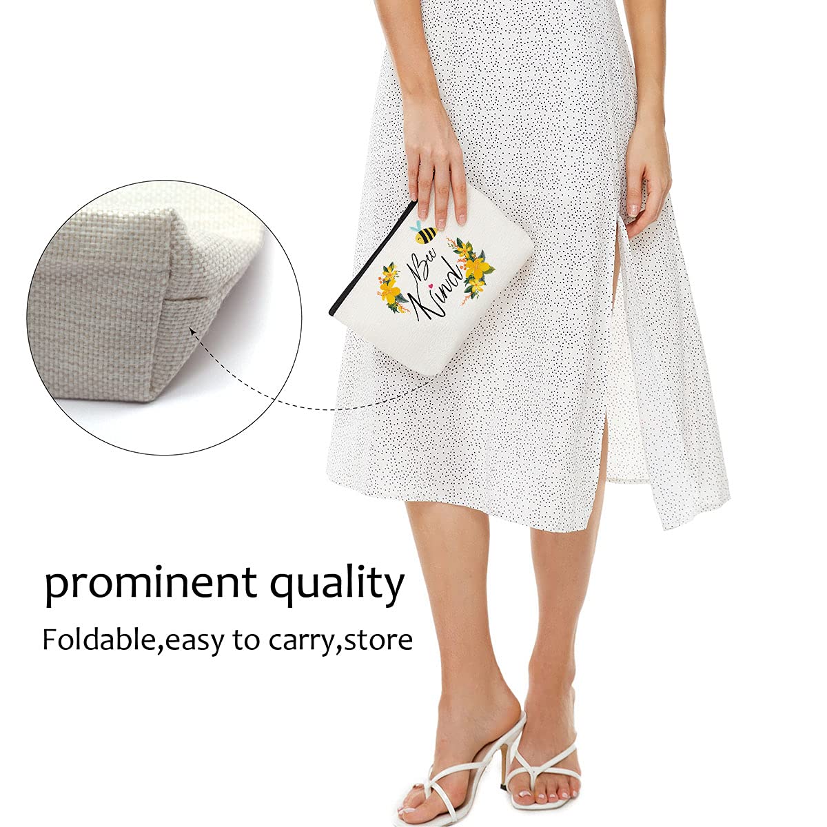 Bee Kind Inspirational Gifts for Women - Beekeeper & Gardener Present, Honeybee Themed Makeup Pouch & Cosmetic Bag - Perfect for Beekeeping Supplies, Gardening Tools or Daily Essentials Organization
