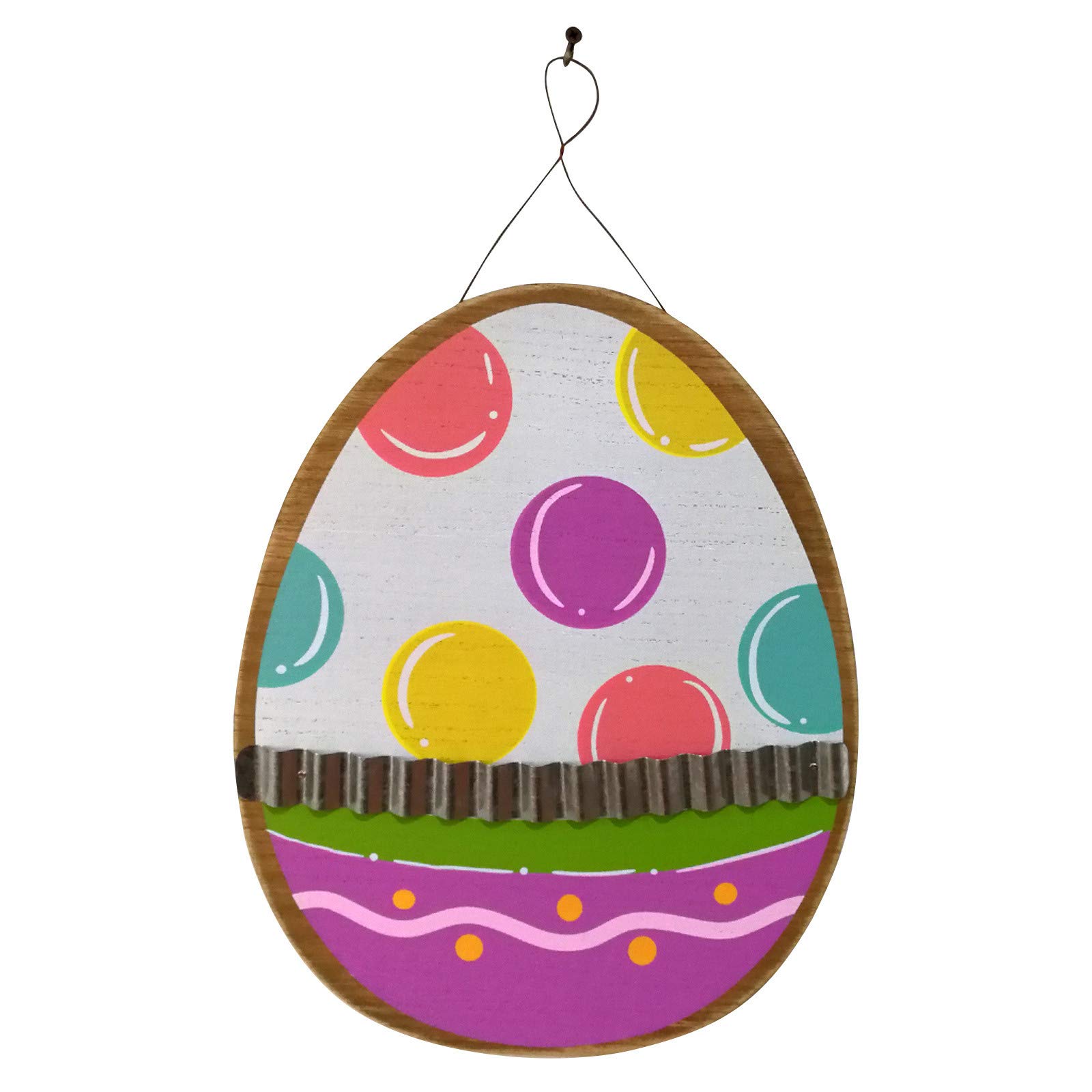 Handmade Wooden Easter Eggs Decorations with Rustic Galvanized Metal Hanging Board - Perfect for Easter Tree Decor, Spring Home Decor, and Holiday Gift Giving