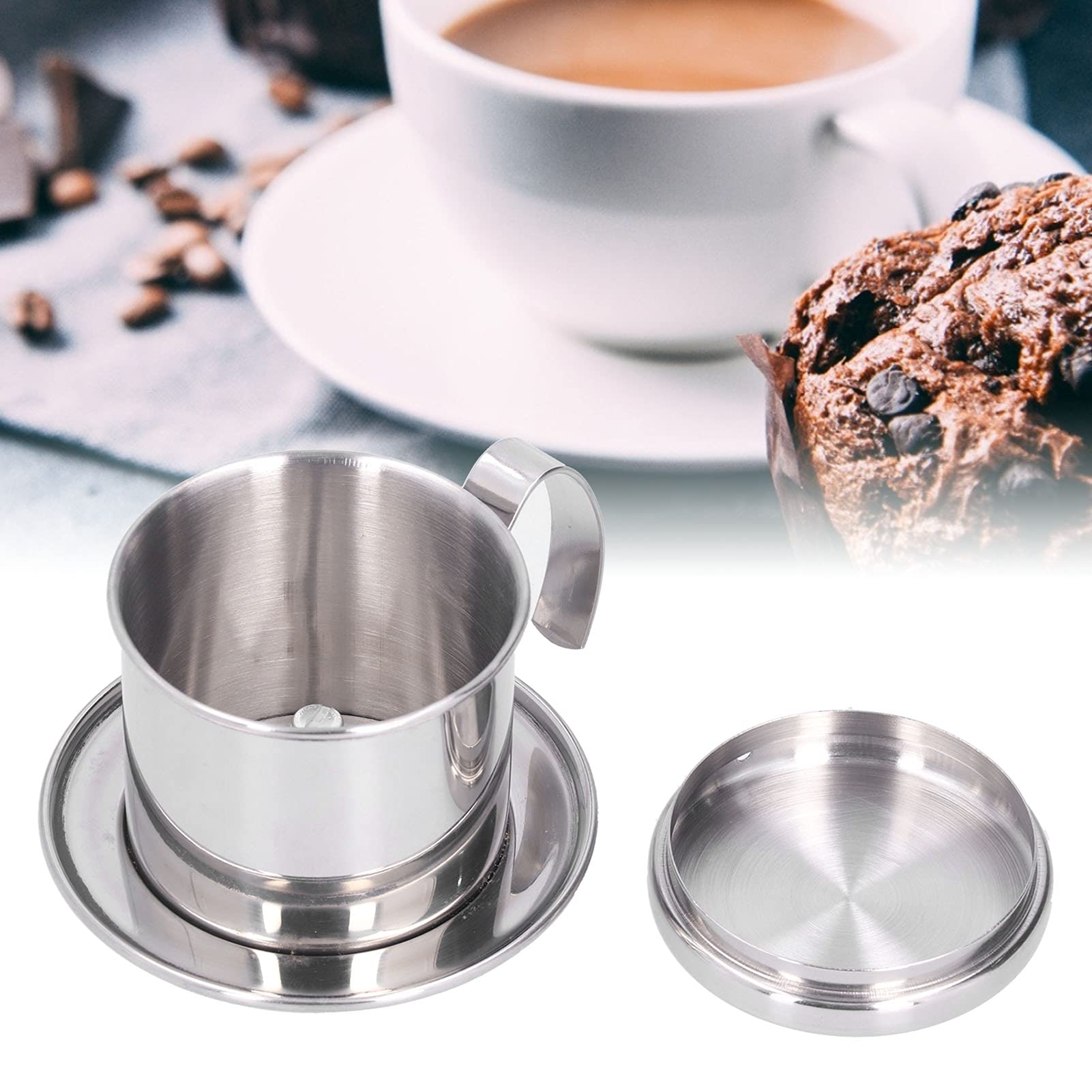 Premium Vietnamese Coffee Filter - Stainless Steel Reusable Manual Drip Coffee Maker for Ground Coffee | Perfect for Home, Office & Camping Brewing