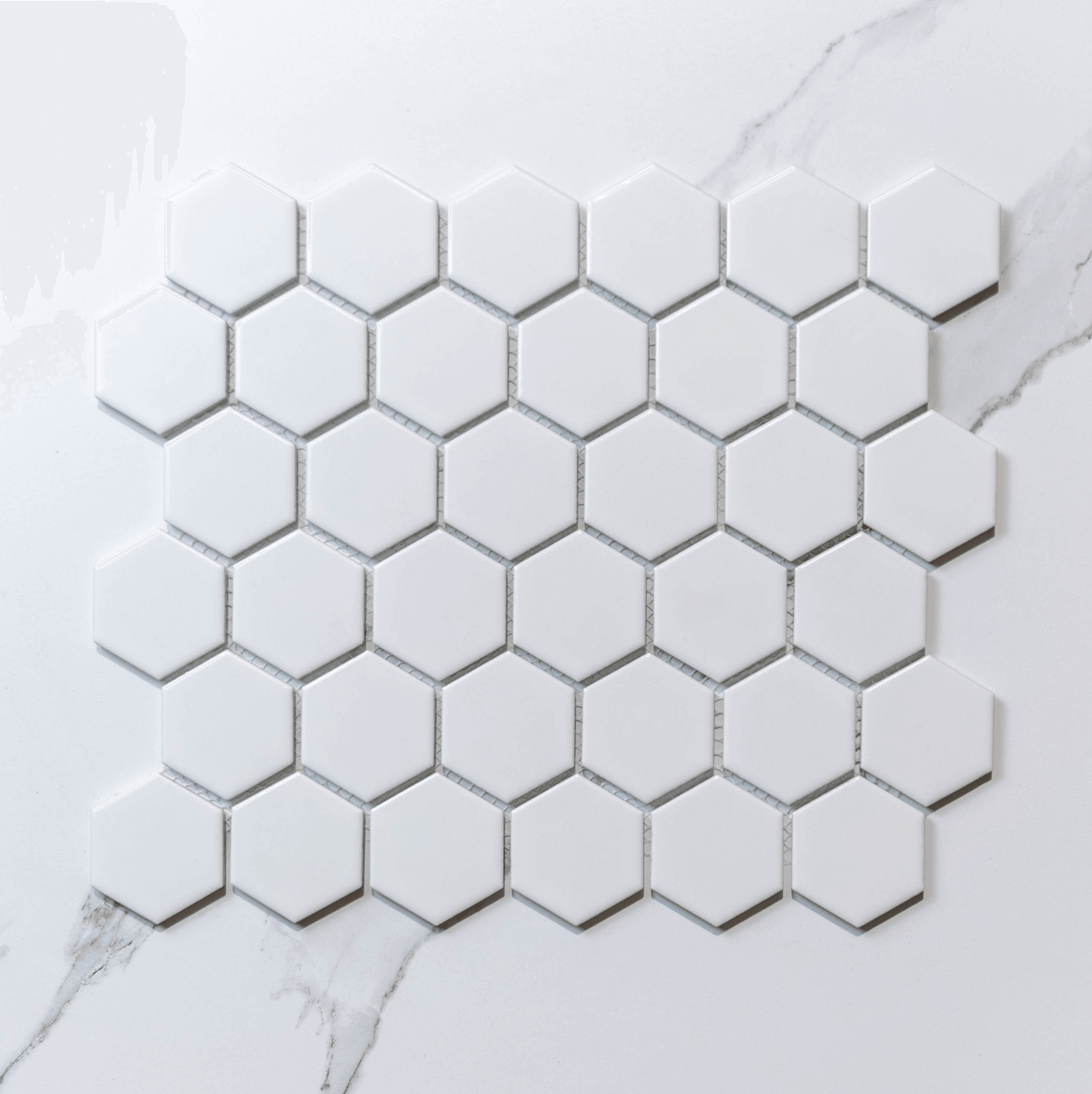 Hive M White 51x59 Glossy Hexagon Mosaic Tile (Per Sheet) - Perfect for Kitchen Backsplash, Bathroom Wall, and DIY Home Decor