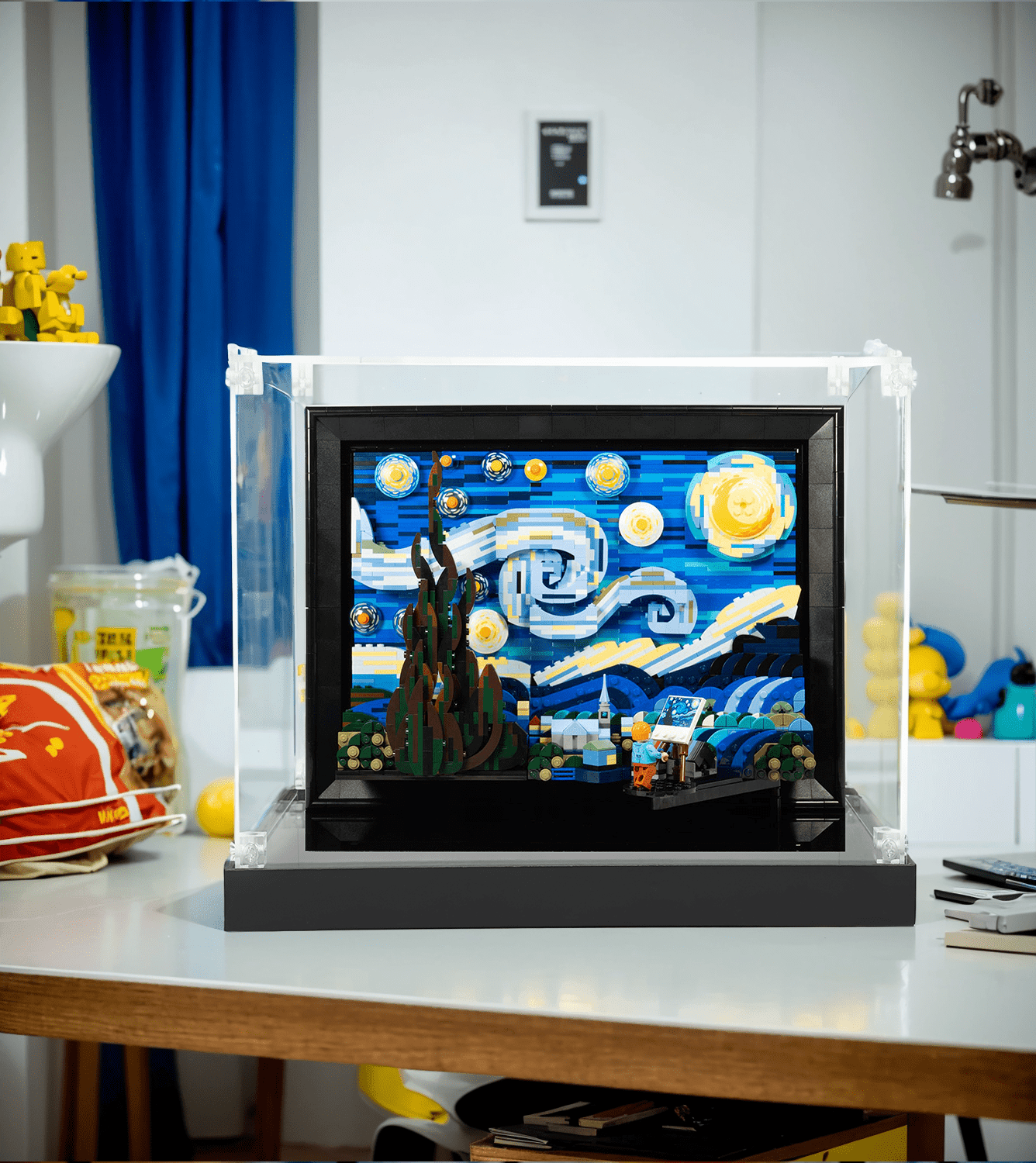 ICUANUTY Lego Display Case for van Gogh The Starry Night 21333 - Perfect for Showcasing & Protecting Your Lego Art Collection at Home or Office