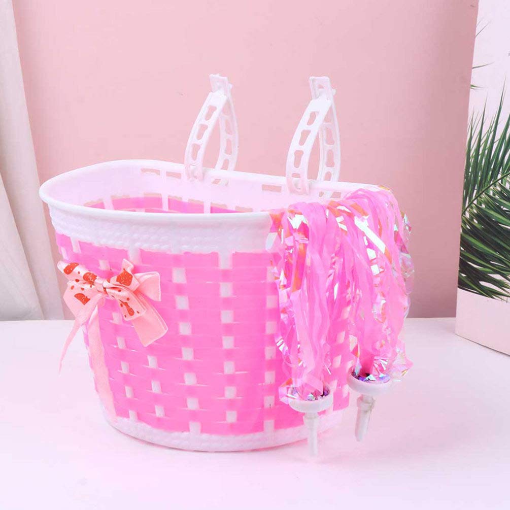 IMIKEYA Scooter Streamers for Kids - 1 Set Pink Woven Bike Handlebar Grips & Streamers for Toddler Girls - Durable Steel Target Design - Perfect for Bicycles, Scooters, and Outdoor Play Accessories