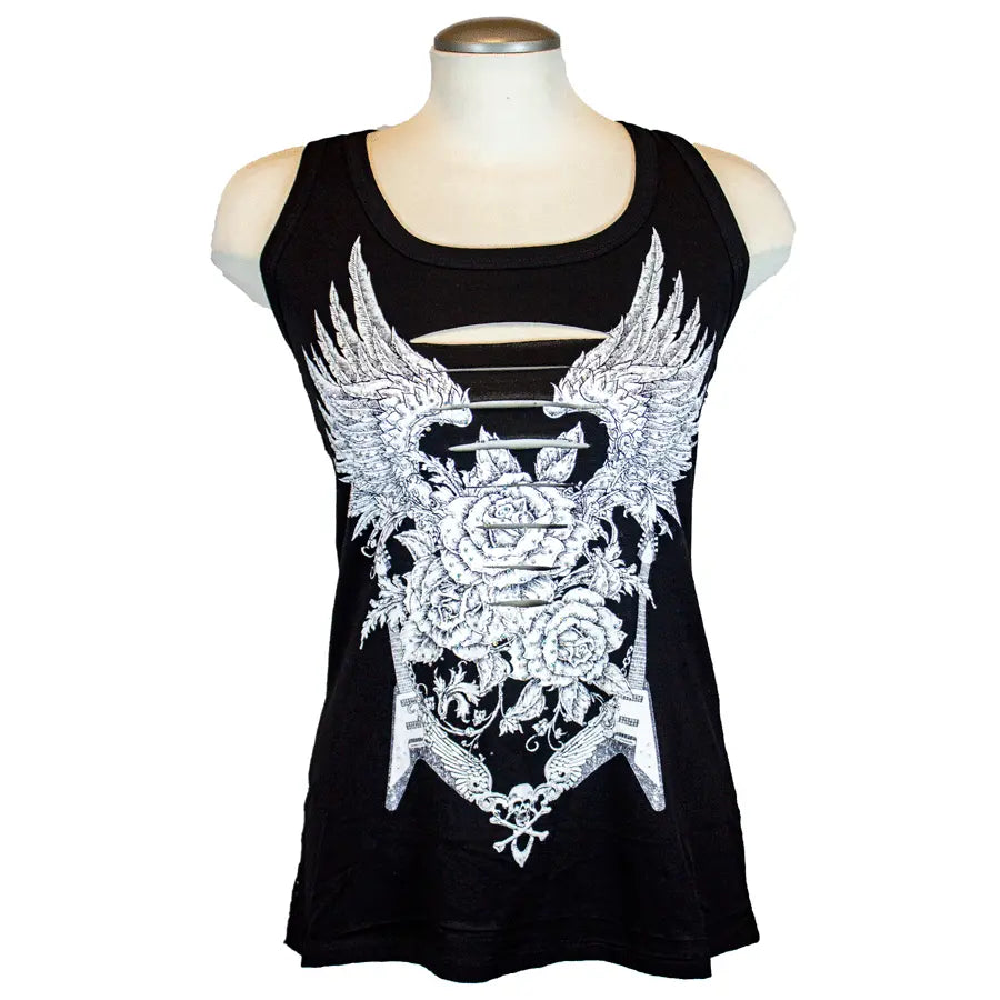 Liberty Wear Women's Sexy Cut Out Lace Back Tank Top - Summer Sleeveless Casual Blouse for Date Night & Beach Outfits