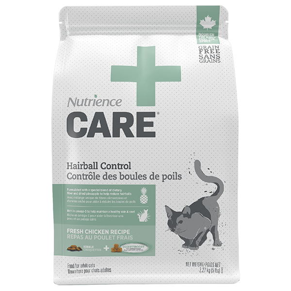 Nutrience Care+ Hairball Control Dry Cat Food for Indoor Cats - 2.27kg (5lb) - High Fiber Formula for Healthy Digestion - Perfect for Long-Haired Cats & Hairball Prevention
