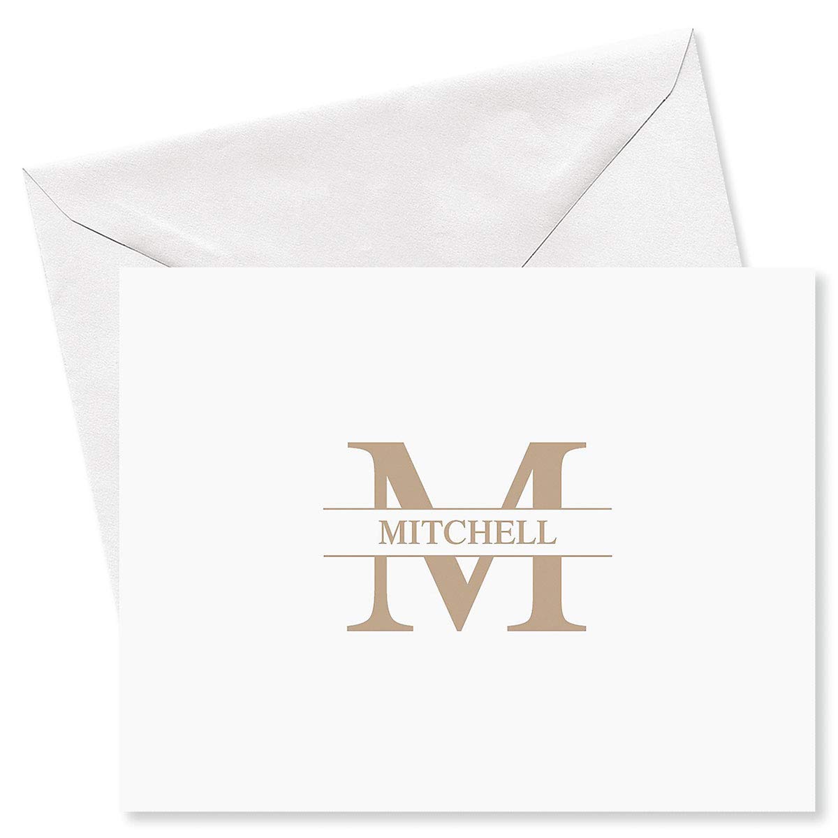 Personalized Blue Monogram Note Card Set - 24 Blank Inside Cards with White Envelopes, 4.25