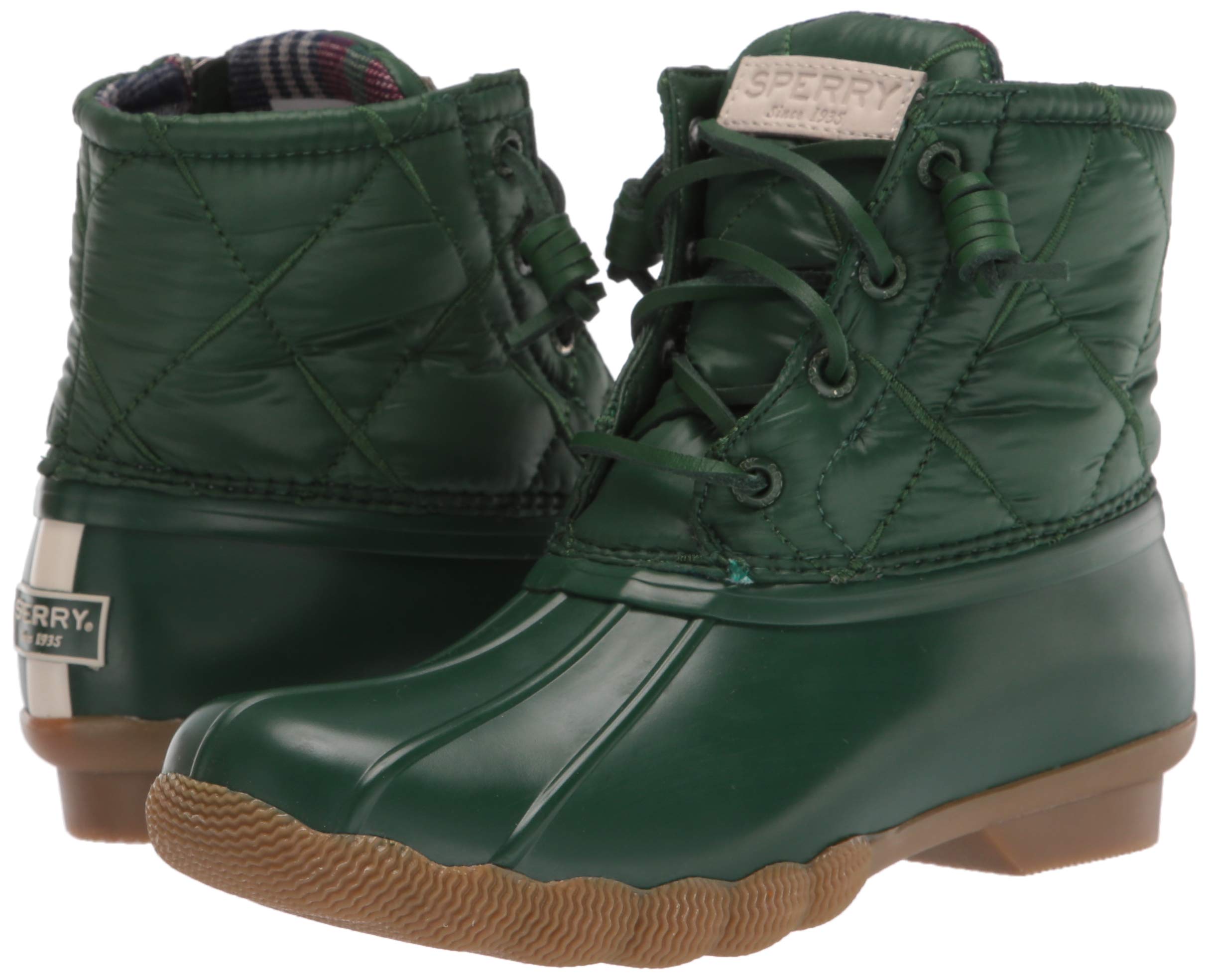 Sperry Women's Waterproof Rain Boots - Nylon Quilted Green Size 6 | Comfortable & Stylish for Outdoor Adventures, Gardening, and Wet Weather