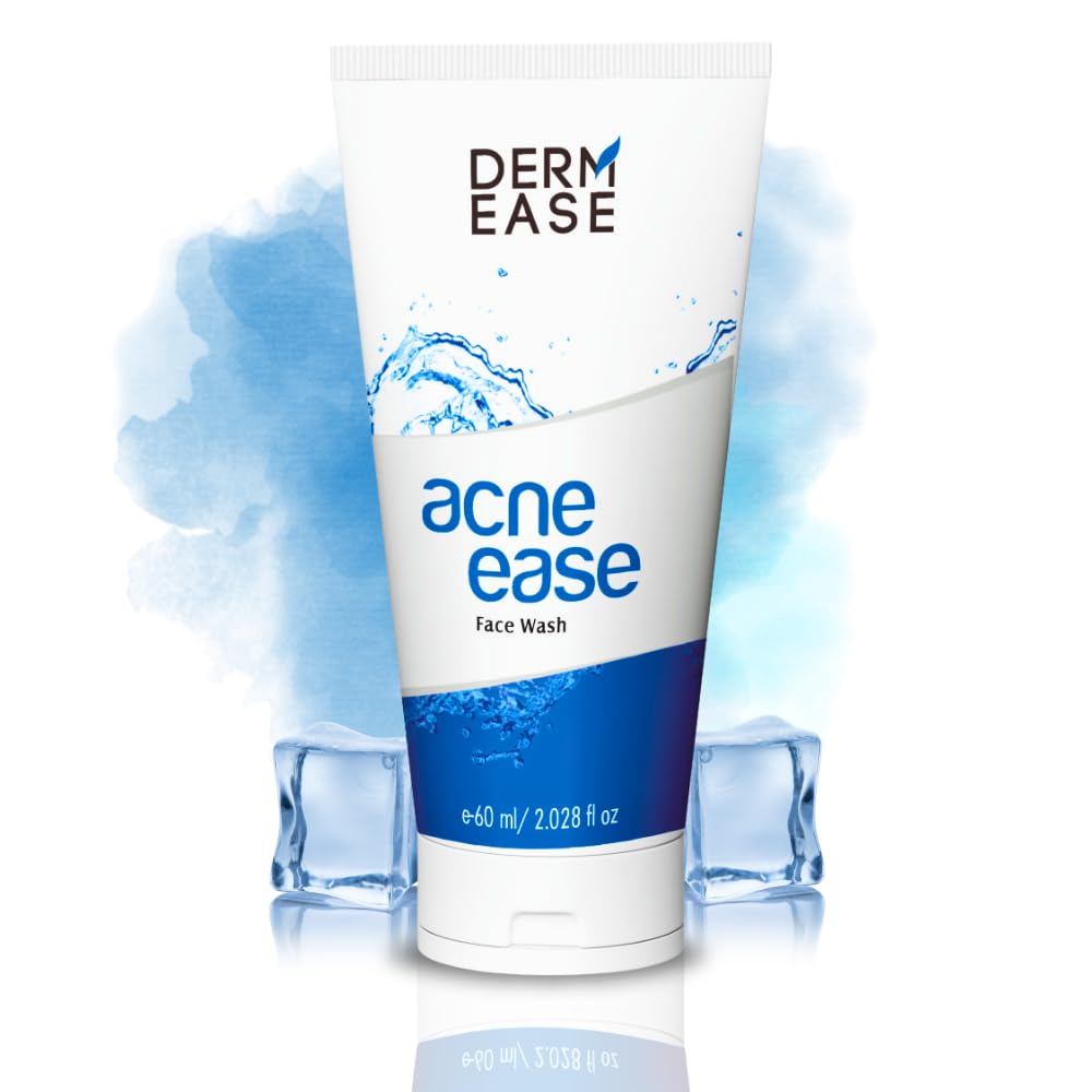 Derm Ease Acne Ease Face Wash 60ml - Gentle Anti Acne Cleanser for Women & Men with Salicylic Acid | Oil-Free, Dermatologist-Tested for Daily Use on Oily & Sensitive Skin | Perfect for Morning & Night Skincare Routine