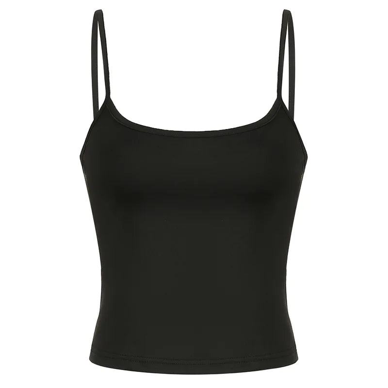 Sexy Spaghetti Strap Crop Tops for Women - Tight Tank Tops & Camisoles in Black & White | Summer 2024 Fashion | Perfect for Beach, Party & Casual Wear | P67 AB10