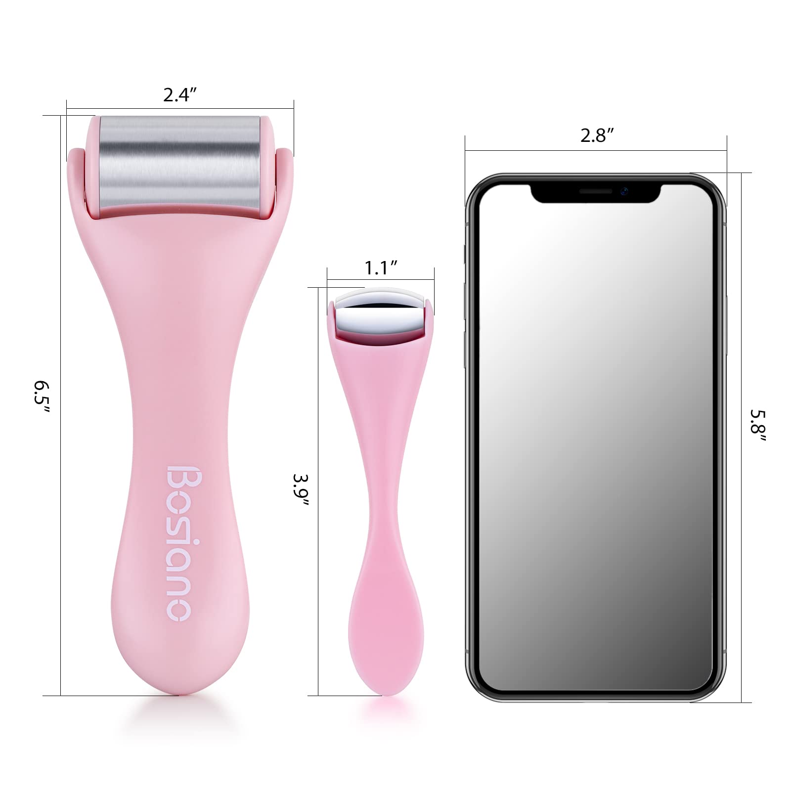 Bosiano Ice Roller for Face - Cooling Facial Massager for Puffiness Relief & Skin Care | Pink Ice Face Roller for Eyes & Face | Reduce Dark Circles & Refresh Skin - Perfect for Morning Routine & Post-Workout Recovery