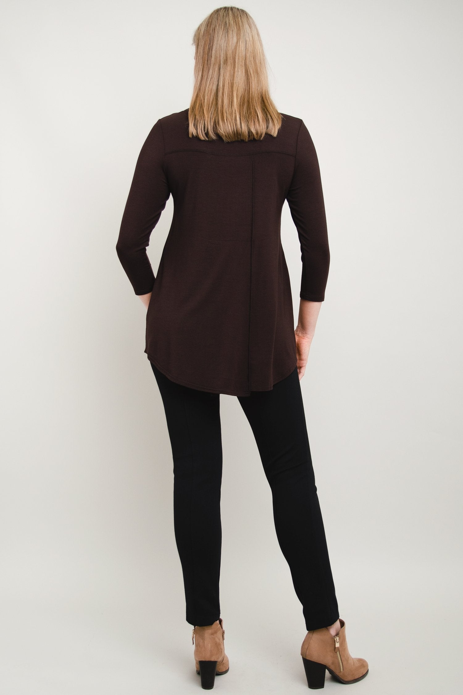 Franny Top Women's Coffee Color Bamboo Fabric Blouse - Soft & Breathable for Casual Wear, Office & Summer Outfits