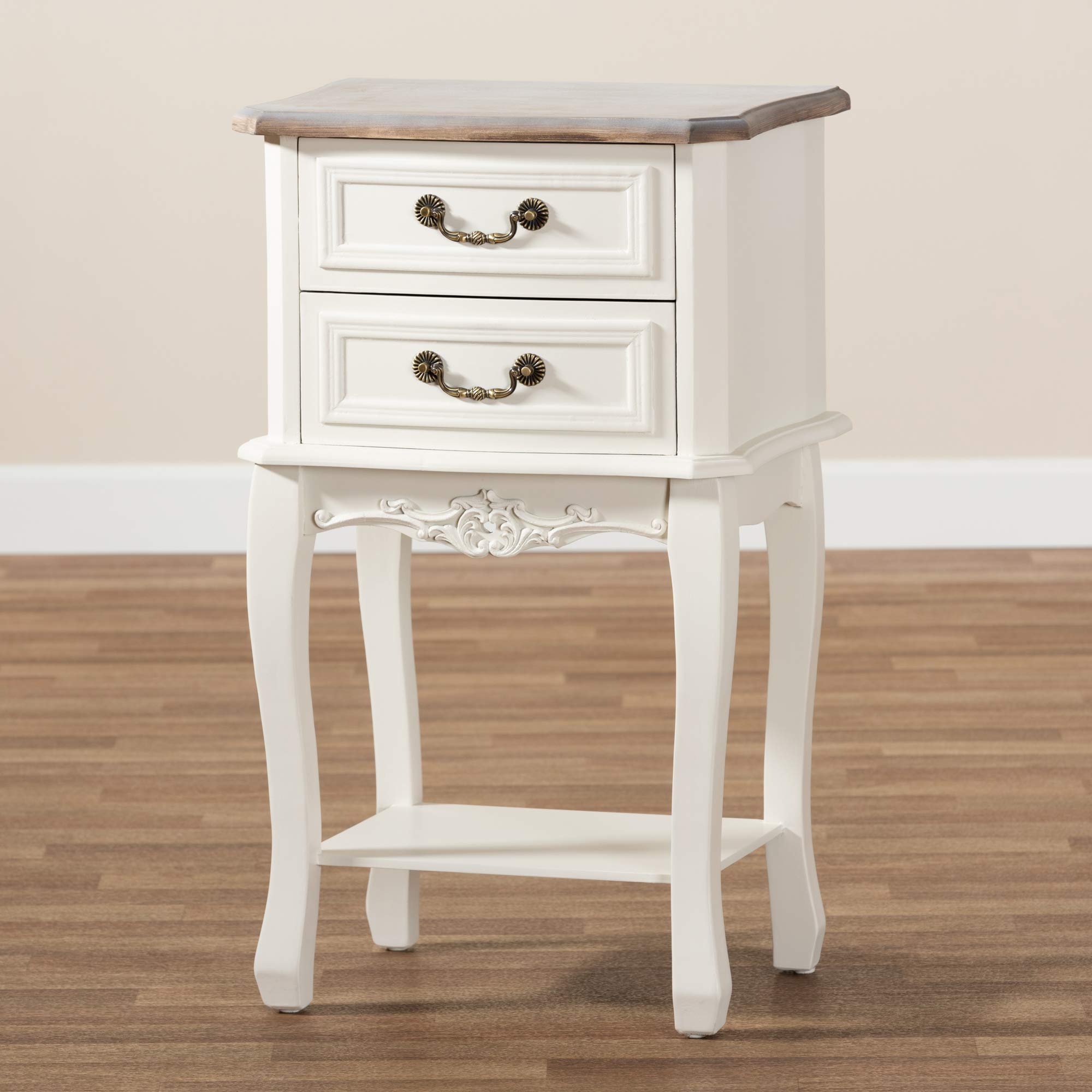 Baxton Studio Modern Nightstand with White Oak Finish - Stylish Bedside Table for Bedroom, Living Room, or Guest Room