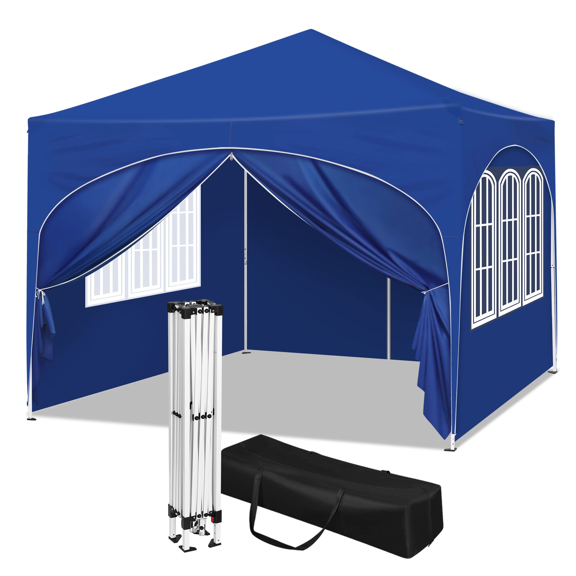 WOLTU 3x3m Pop Up Waterproof Gazebo for Garden, Adjustable Height with Side Panels, UV Protection & Carry Bag - Blue | Perfect for Outdoor Patio, Backyard, Picnic, and Camping Shelter