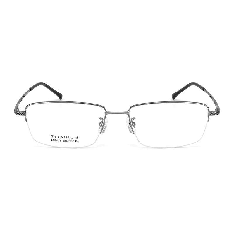 Bclear Men's Semi-Rimless Big Square Titanium Eyeglasses Frame 7822 - Lightweight Durable Glasses for Work, Reading & Fashion