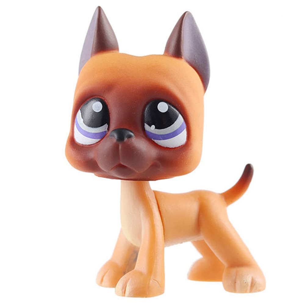 **Rare Orange Great Dane Dog LPS Toy with Blue Dot Eyes - Mini Dachshund Pet Shop Action Figure for Kids, Boys & Girls | Collectible Animal Toy for Playtime & Display**