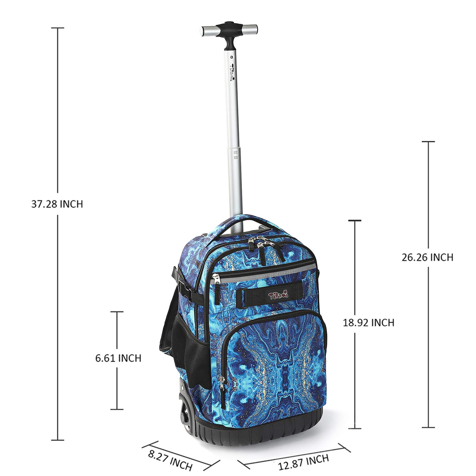 Tilami 18 Inch Rolling Backpack with Wheels - Durable Wheeled Backpack for School, College, Travel & Daily Use - Perfect for Students, Boys & Girls - Ideal for Commuting, Air Travel & Campus Life