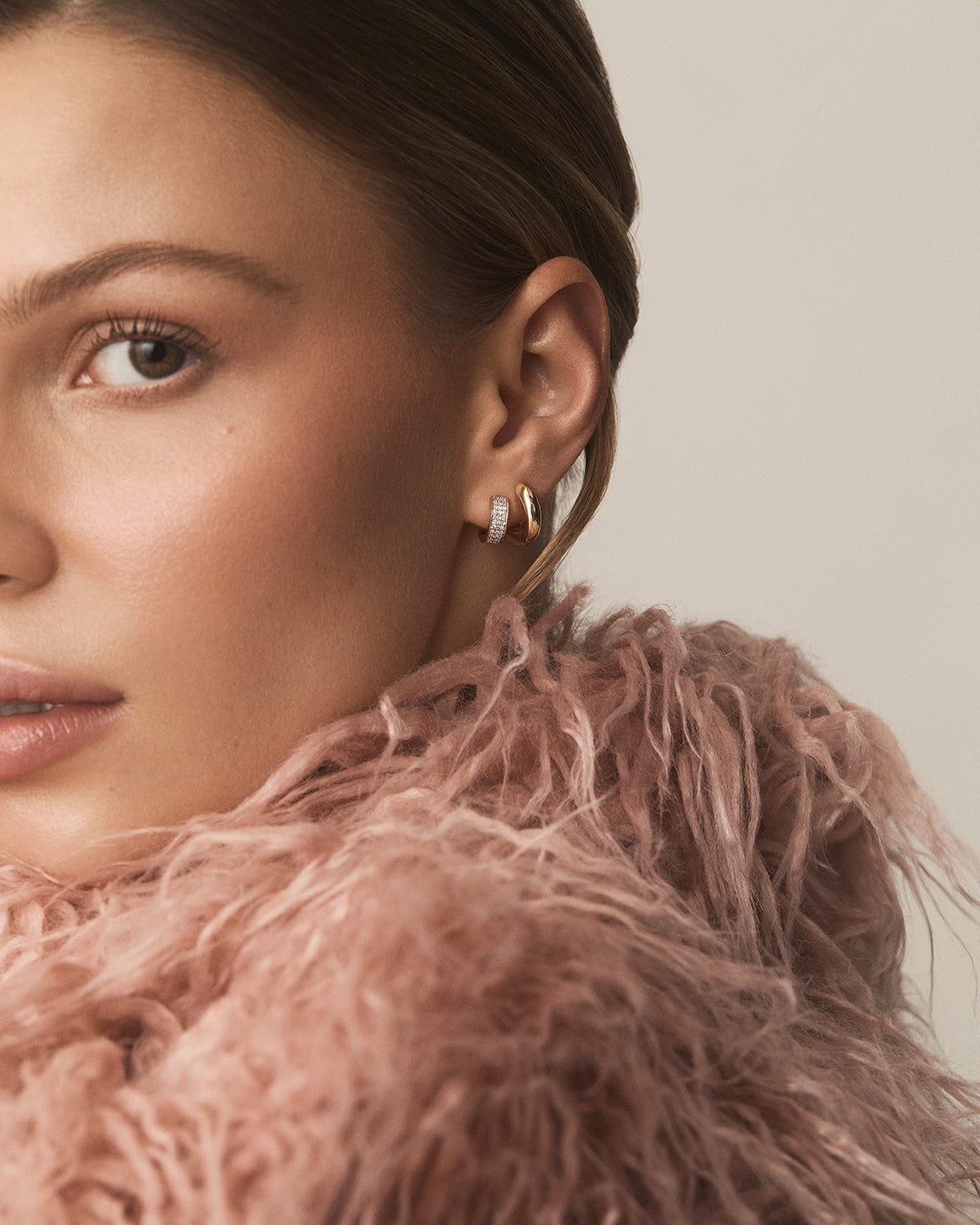 Diamond Rose Single Huggie Earrings - Elegant Gold Hoop Earrings for Women | Perfect for Everyday Wear, Date Night & Special Occasions