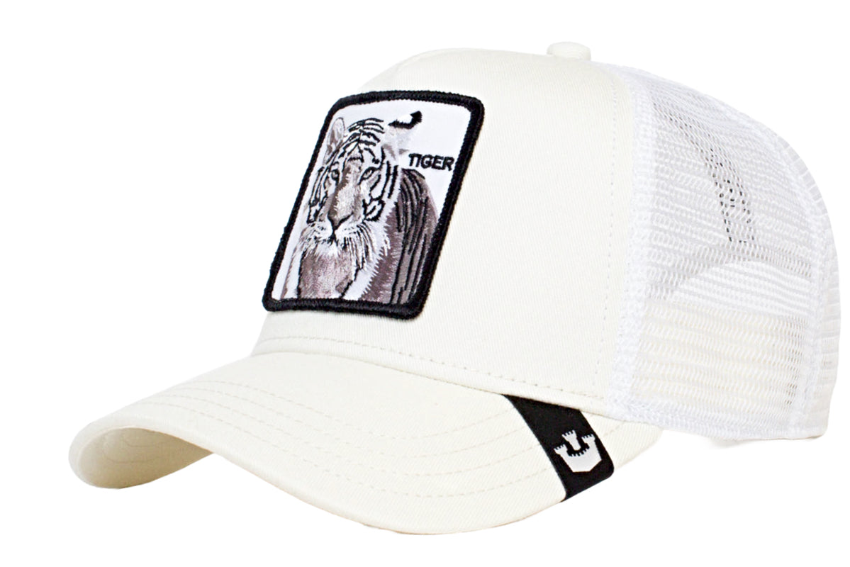 Goorin Bros 'The White Tiger' White Trucker Cap for Men & Women - Stylish Adjustable Baseball Hat for Outdoor, Sports, and Casual Wear