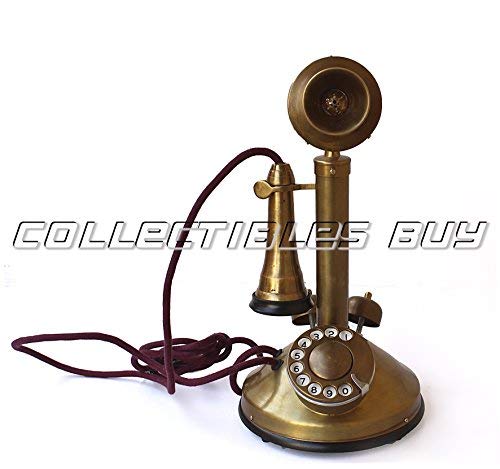Vintage Brass Antique Solid Candle Stick Telephone - Double Ringer Western Electric Phone for Home Decor, Office Display & Vintage Collection | Classic Retro Desk Phone for Themed Parties, Theater Props & Photography