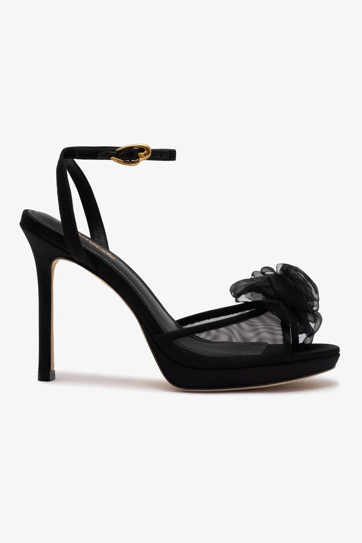 Salma Black Satin Platform Sandals for Women - Comfortable High Heel Dress Shoes for Weddings, Parties & Special Occasions