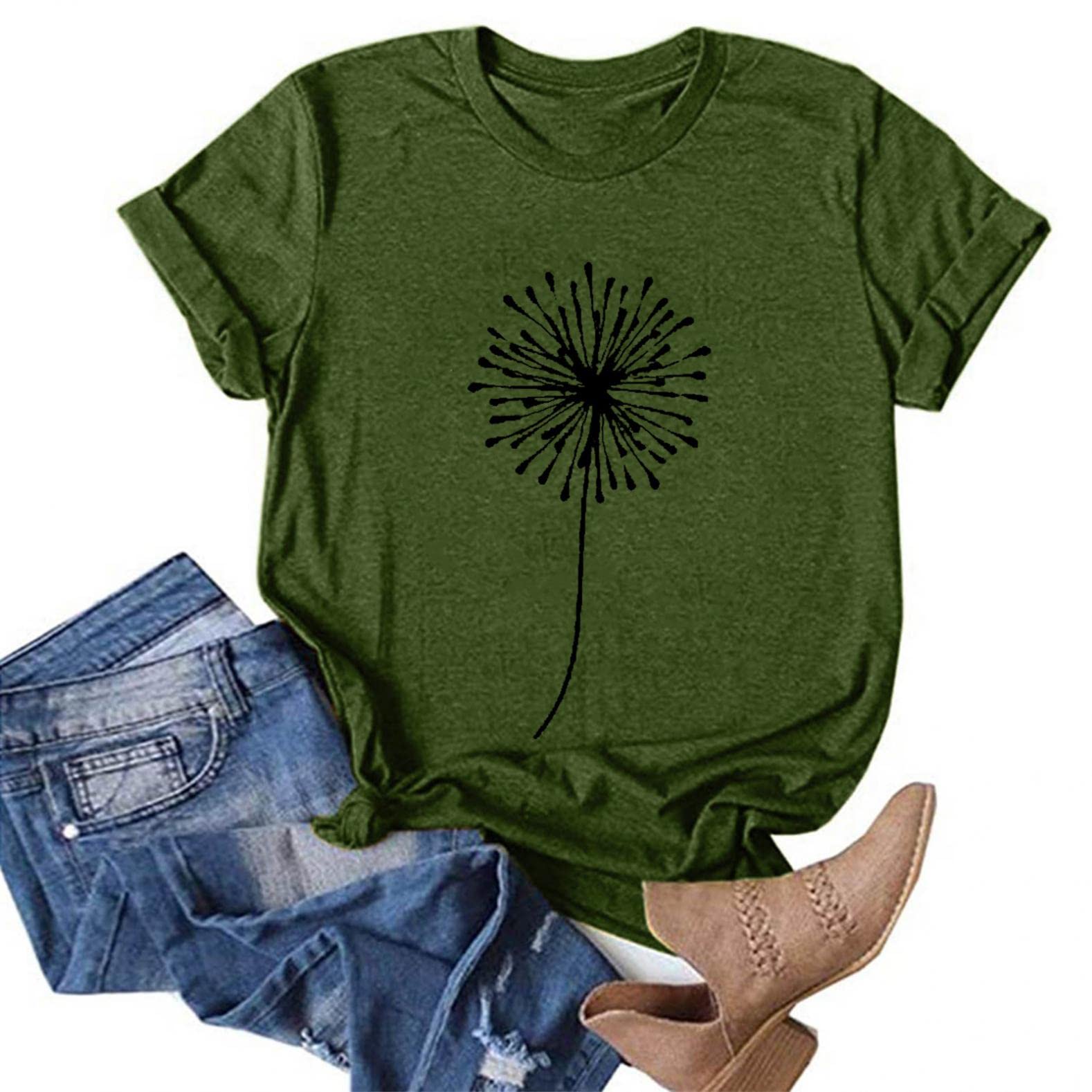 FABIURT Women's Casual Short Sleeve T-Shirt - Loose Fit Funny Printed Blouse with O-Neck | Perfect for Everyday Wear, Weekend Outfits & Summer Fashion