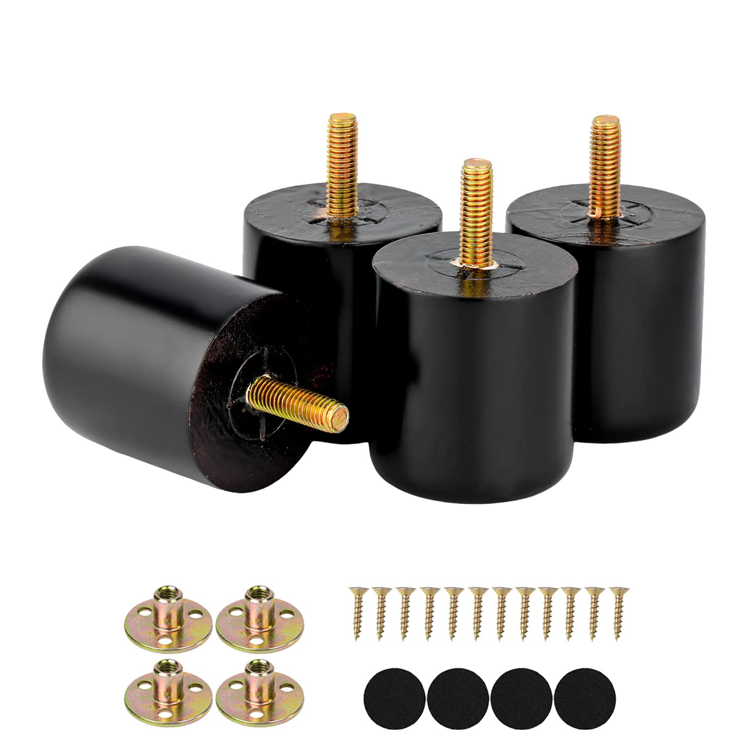 Maricome 2 Inch Round Wooden Furniture Legs - Set of 4 Solid Mid Century Modern Sofa Feet for Couch, Ottoman & Dresser - Perfect for Living Room, Bedroom & Office Furniture Upgrade