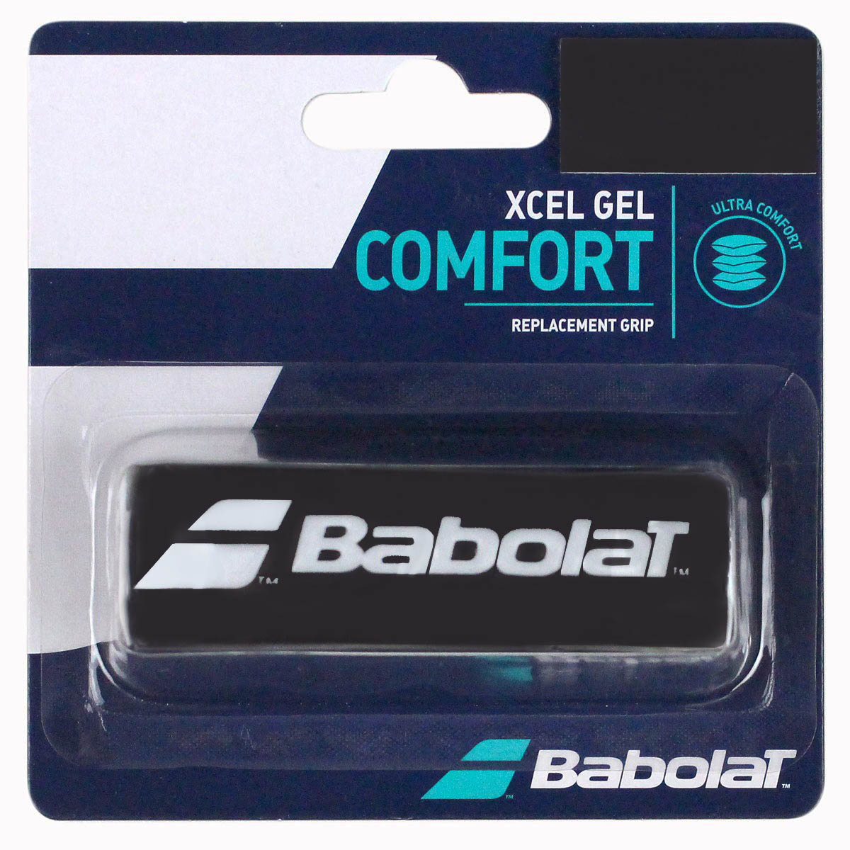Babolat Xcel Gel Replacement Tennis Grip - Black | Comfort & Shock Absorption for Tennis Rackets | Perfect for Competitive Play & Training