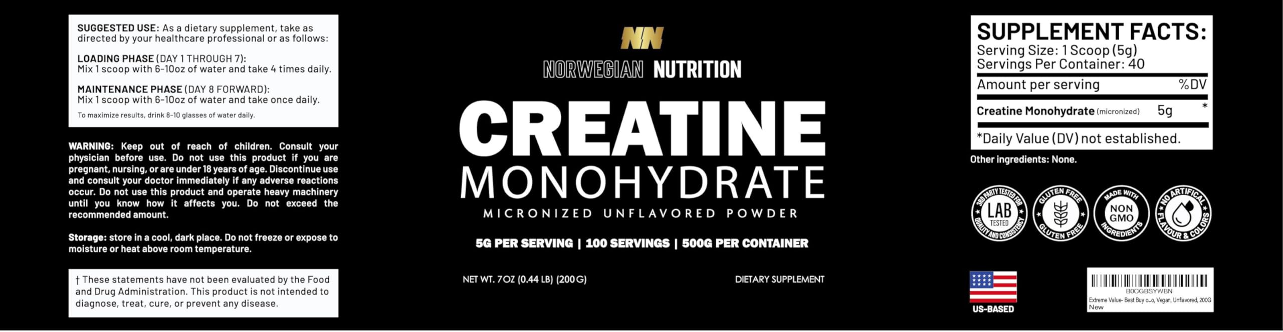 Premium 500g Creatine Monohydrate Powder - Unflavored Muscle Building Supplement for Athletes & Bodybuilders - Supports Strength, Endurance & Recovery - Ideal for Pre/Post Workout & Fitness Training