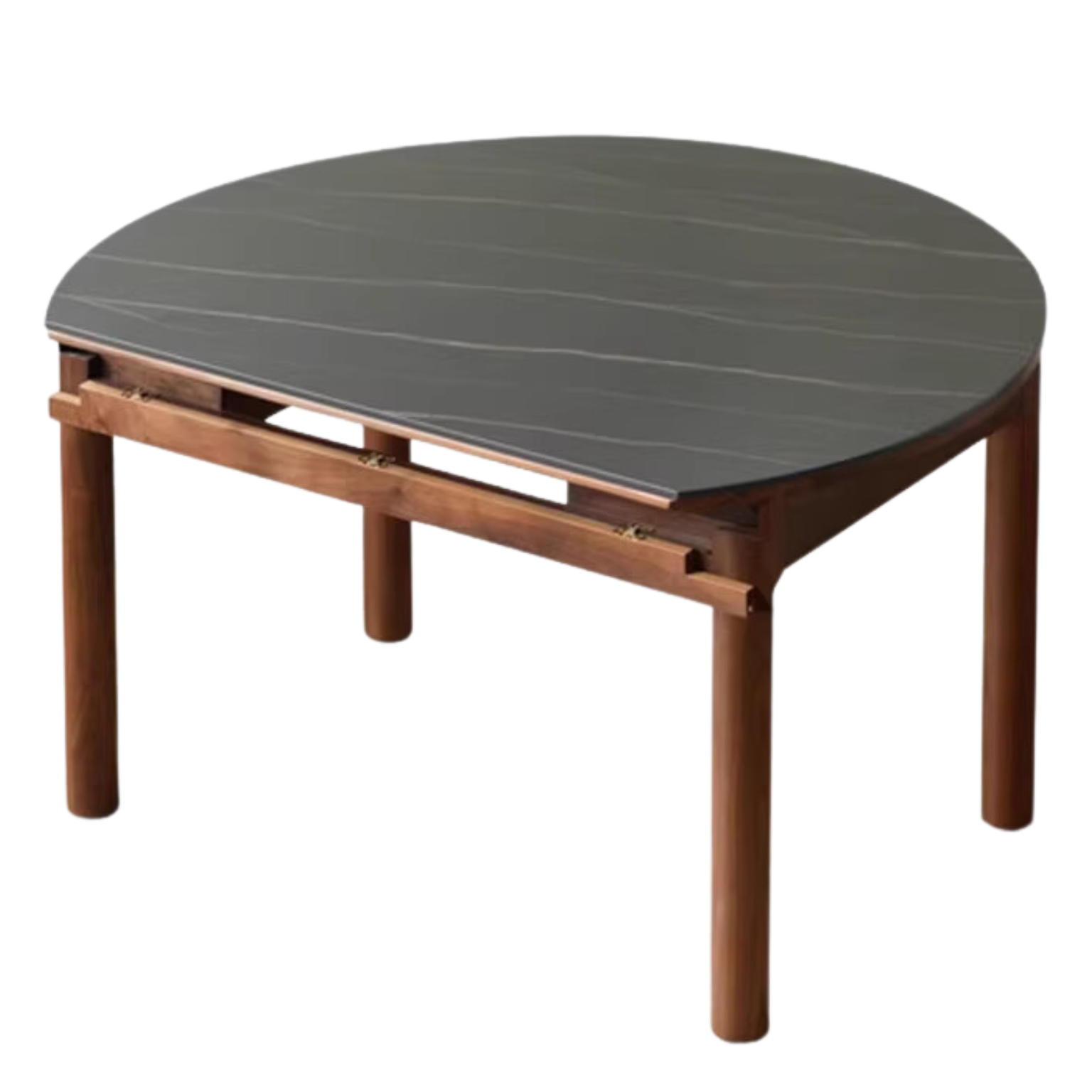 Premium Black Walnut Solid Wood Folding Round Dining Table - Handcrafted Natural Wood Table for Kitchen, Dining Room, Small Space & Outdoor Entertaining