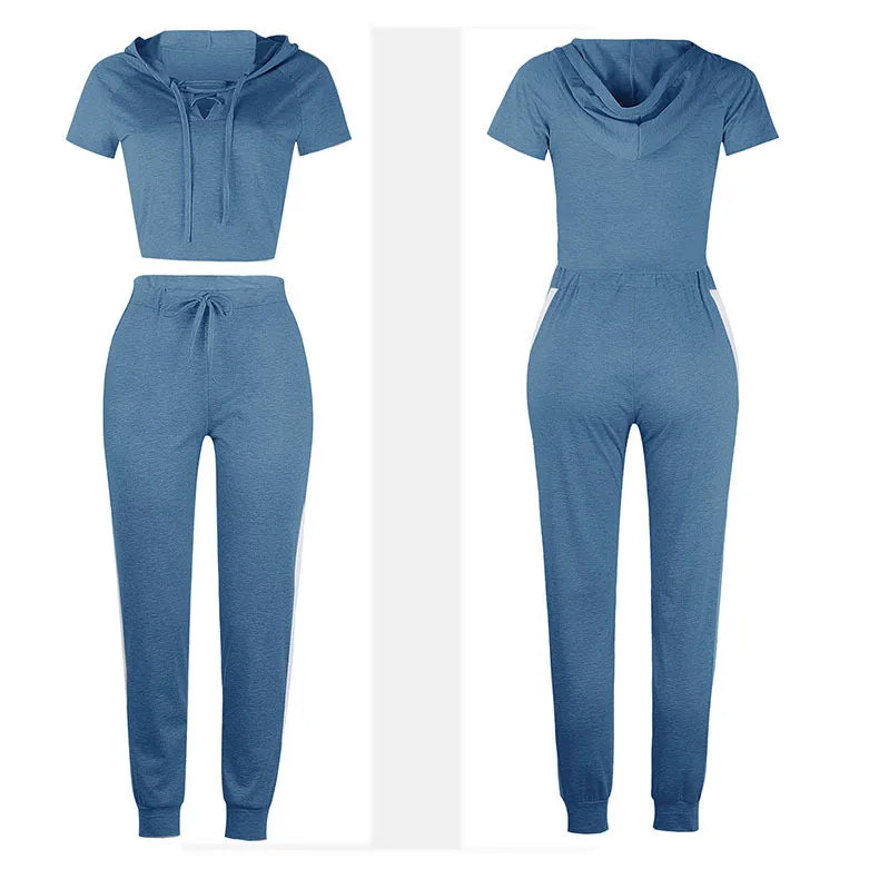 Women's Yoga Set - Gym Fashion Fitness Tracksuit with Hooded T-Shirt & Jogging Pants (S-2XL) | Perfect for Yoga, Workouts & Casual Wear