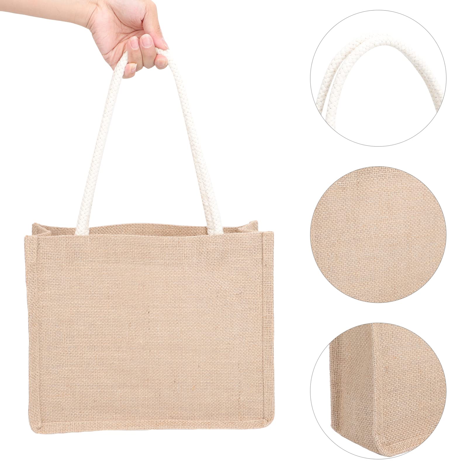 Eco-Friendly Jute Tote Bag for Women - Reusable Shopping Bag with Single Shoulder Strap - Durable Burlap Handbag for Groceries, Beach, Work & Daily Use