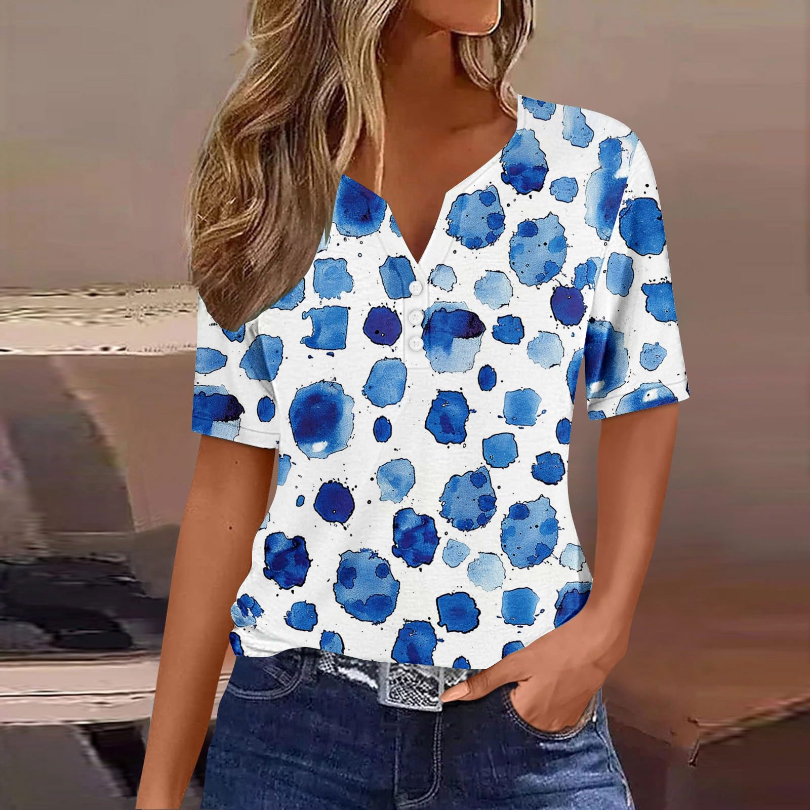 Trendy Floral Summer Tops for Women 2024 - V Neck Short Sleeve Blouses, Casual Tunic Shirts & Vacation Clothes | Perfect for Beach Outings, Date Nights & Summer Travel