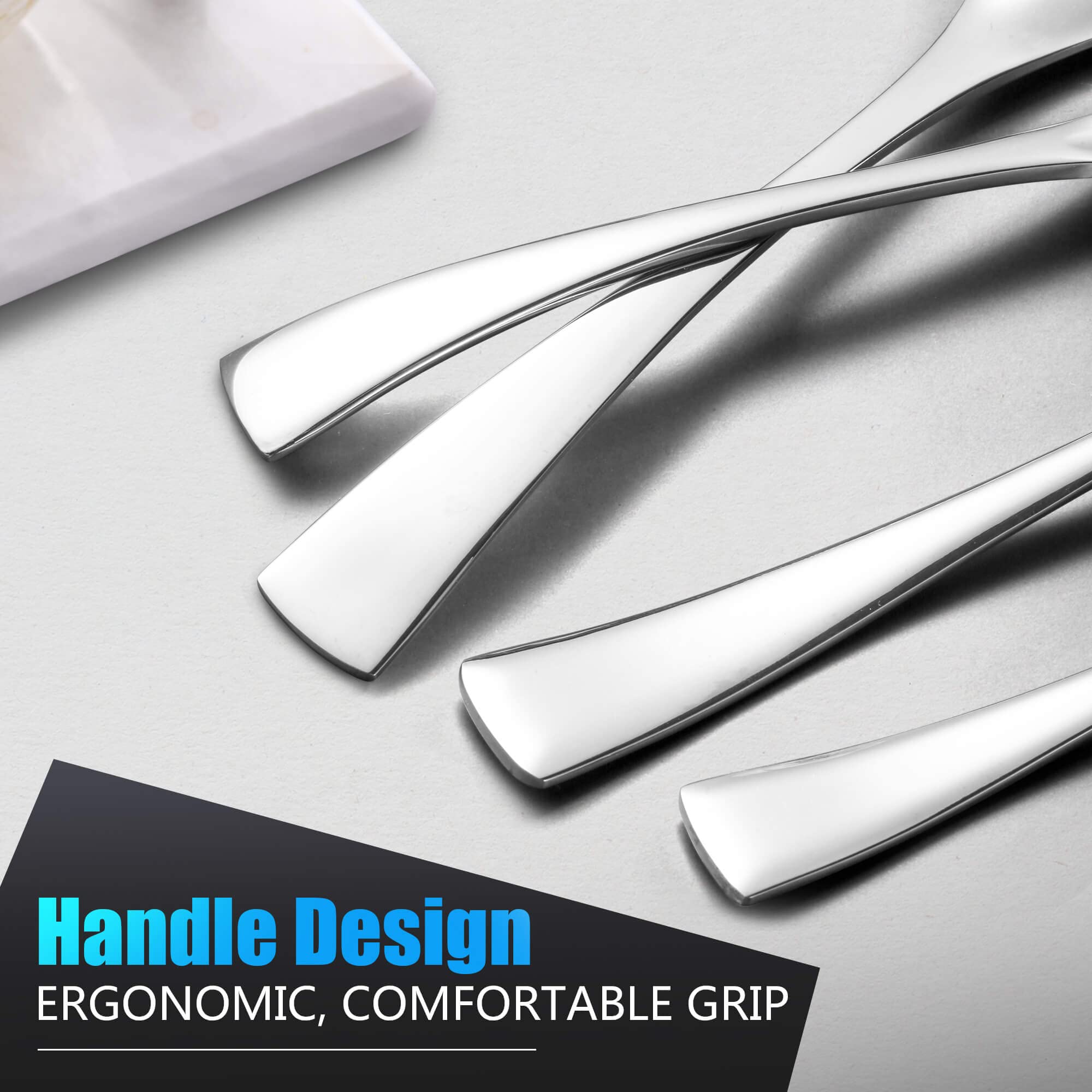 24-Piece Stainless Steel Silverware Set with Steak Knives - 18/10 Forged Cutlery Set for 4 - Heavy Duty Modern Flatware Utensils (Forks, Spoons, Knives) - Mirror Polished & Dishwasher Safe - Perfect for Dinner Parties, Restaurants, and Everyday Dining