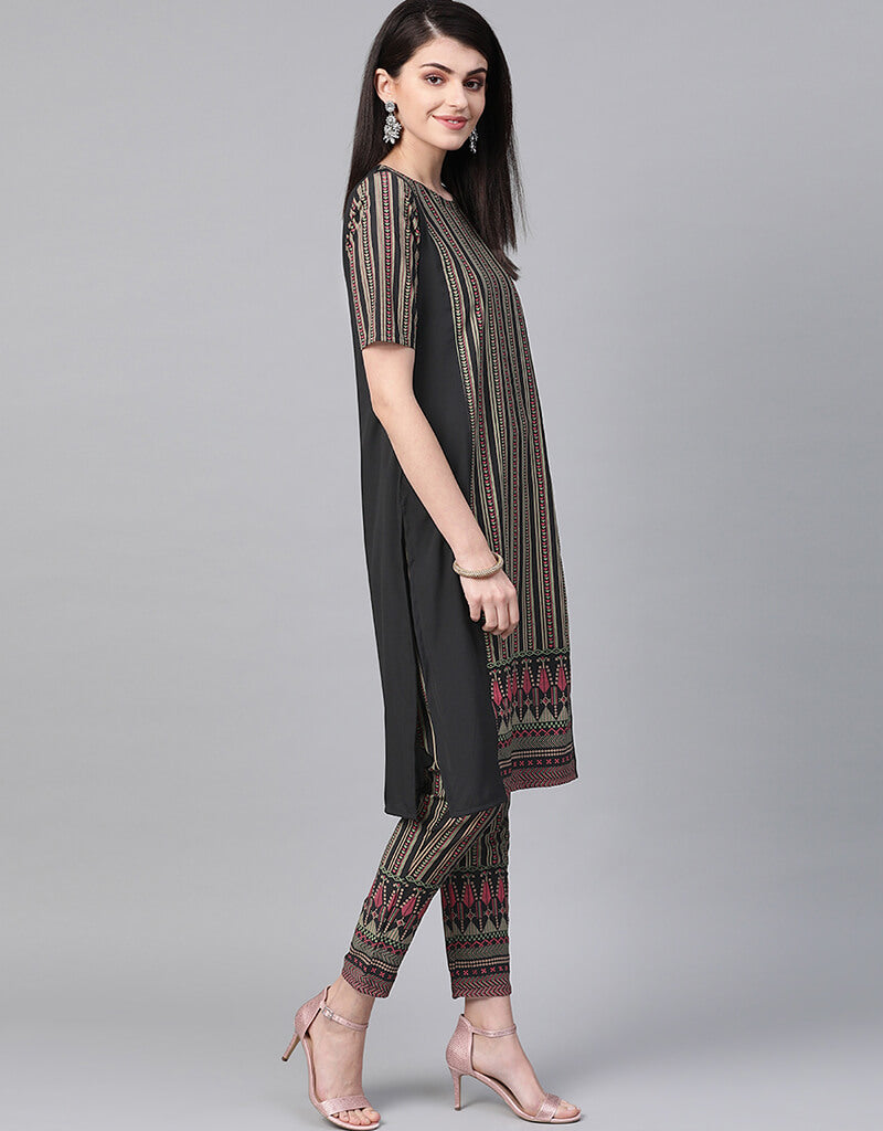 Black Crepe Straight Leg Pants for Women - Comfortable Office Wear & Casual Outfits