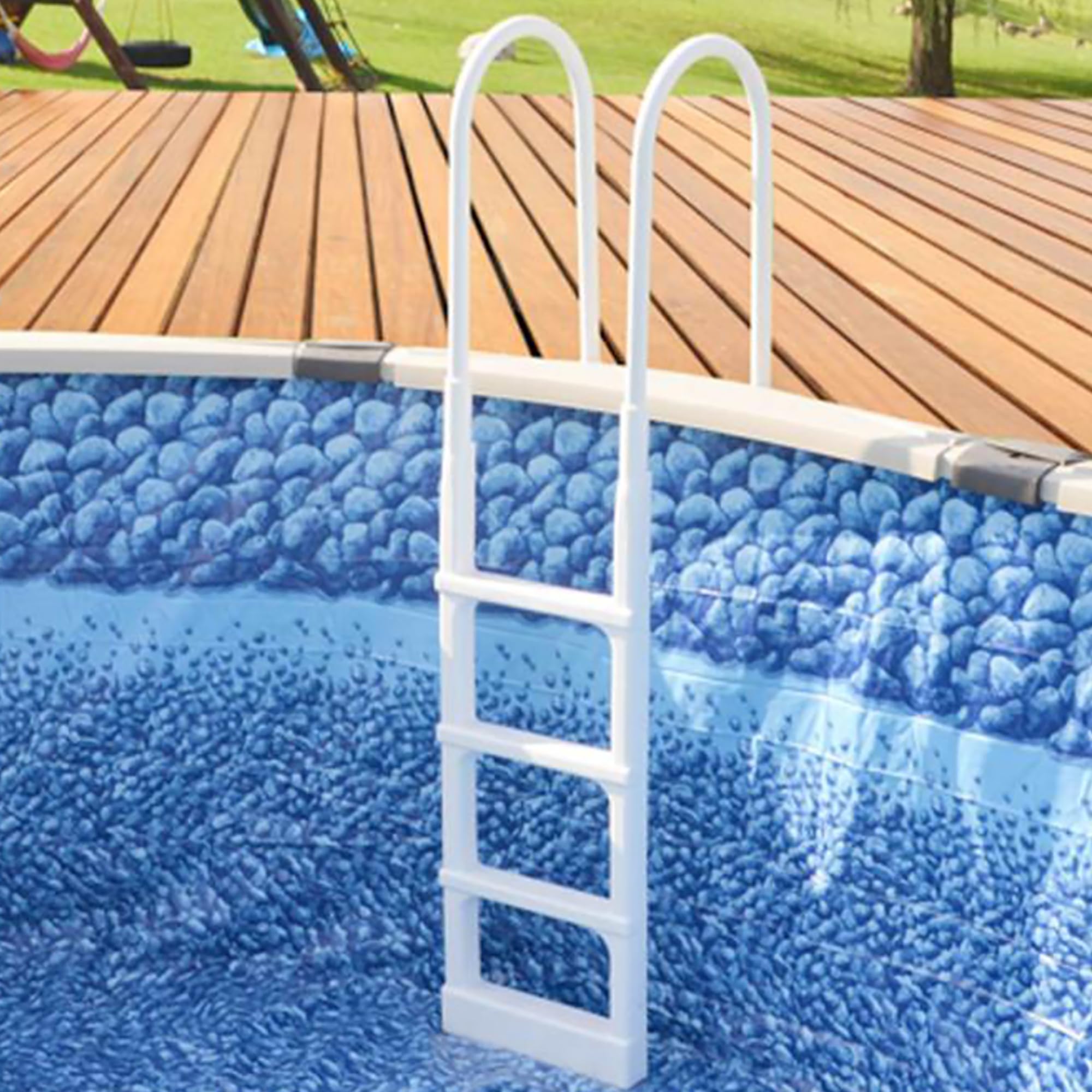 Main Access 200300 ProSeries Above Ground Pool Step Ladder - Heavy Duty White Pool Ladder for Inground & Above Ground Swimming Pools - Perfect for Backyard, Vacation Homes & Community Pools