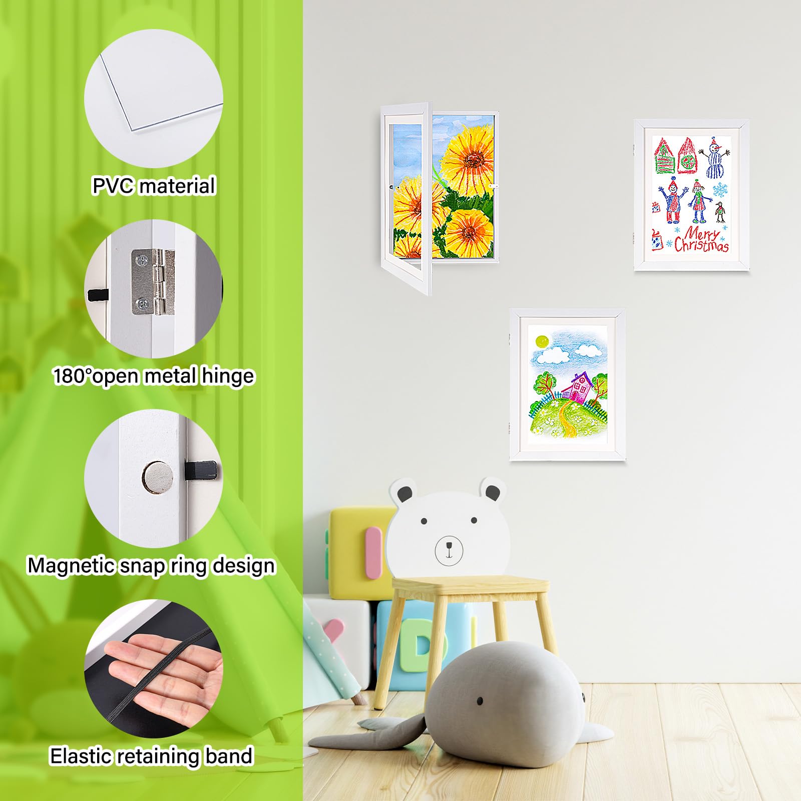 Kids Artwork Frames - Changeable Display Holds 100 A4 Pieces | White Picture Frames for Children's Drawings & Art Storage | Perfect for Home, Classroom & Gift Giving